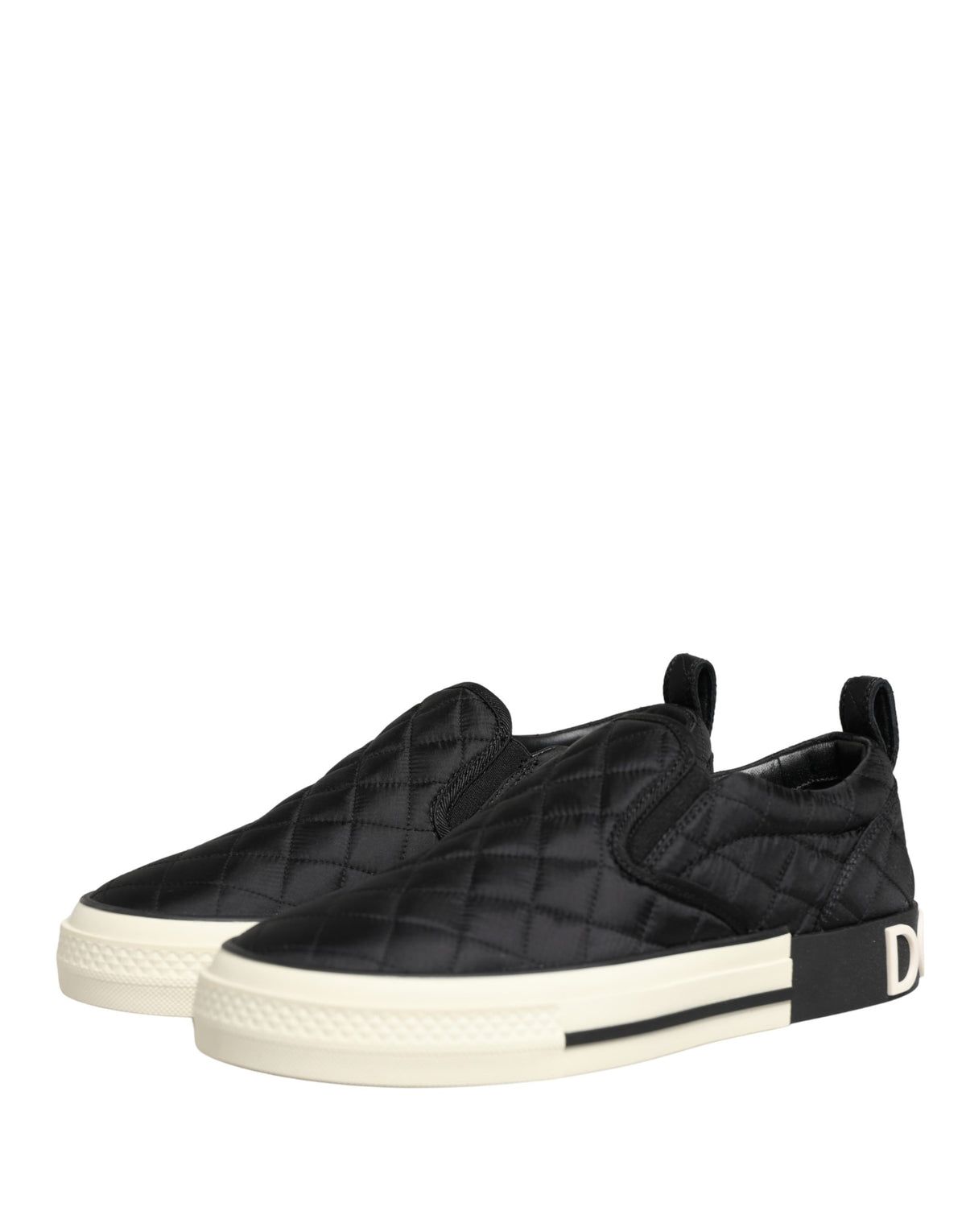 Dolce & Gabbana Black Quilted Slip On Low Top Sneakers Women's Shoes