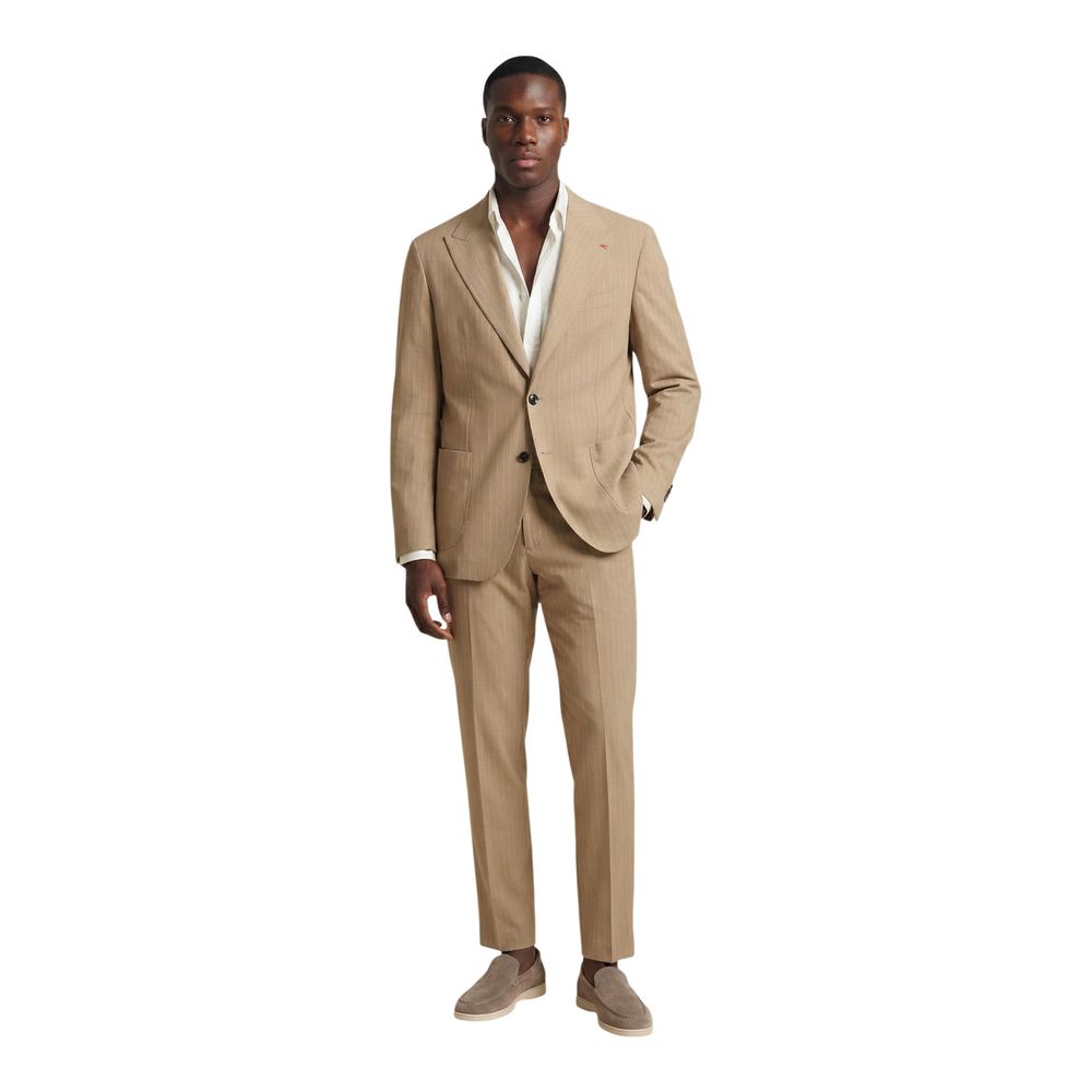 Mulish Beige Polyester Two-Piece Men's Suit