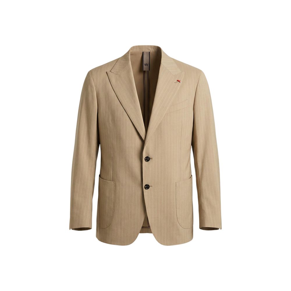 Mulish Beige Polyester Two-Piece Men's Suit