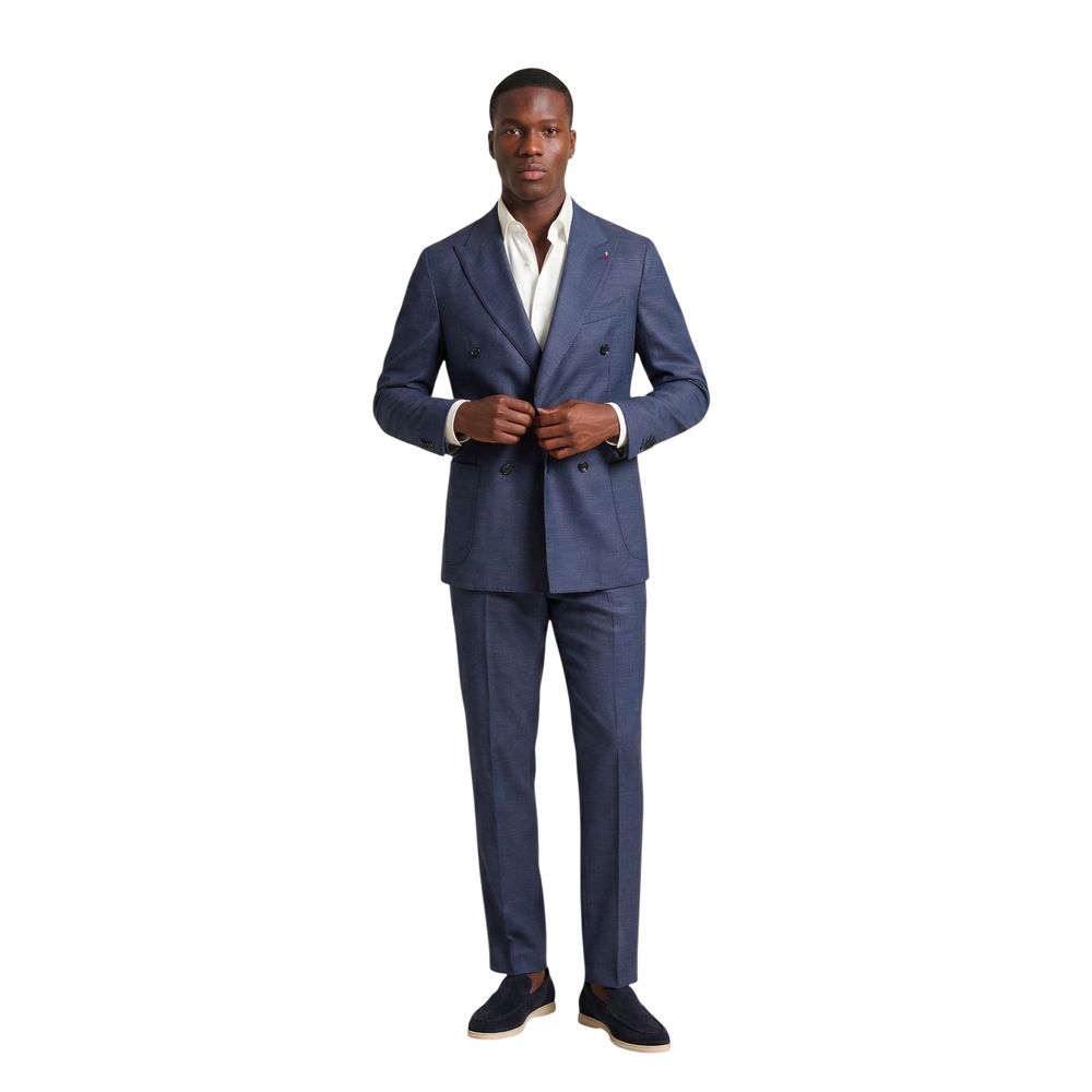 Mulish Blue Polyester Two-Piece Men's Suit
