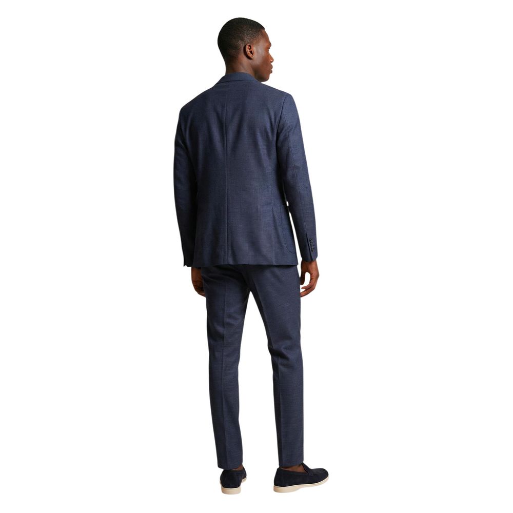 Mulish Blue Polyester Two-Piece Men's Suit