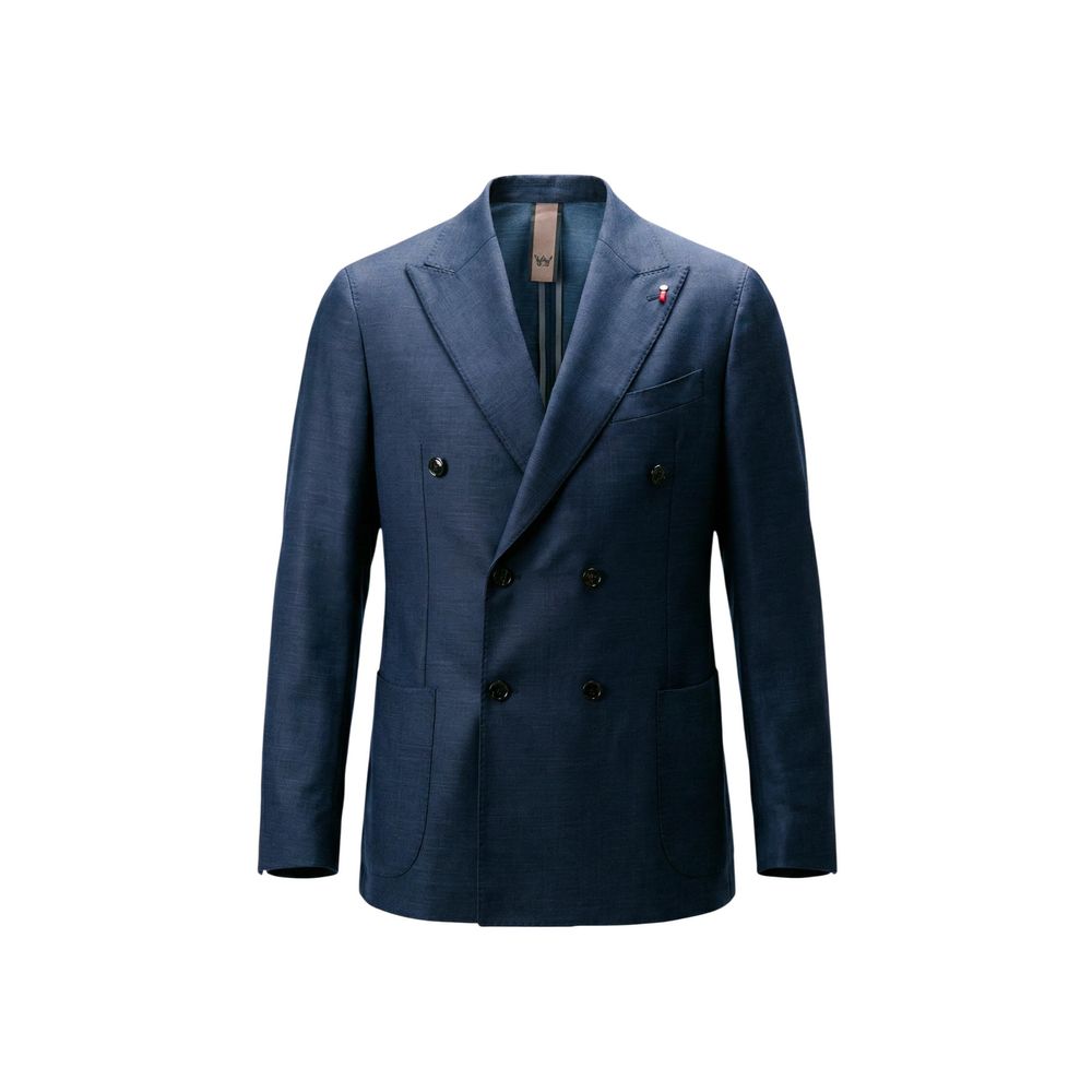 Mulish Blue Polyester Two-Piece Men's Suit