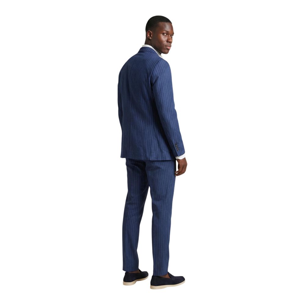 Mulish Blue Polyester Two-Piece Men's Suit