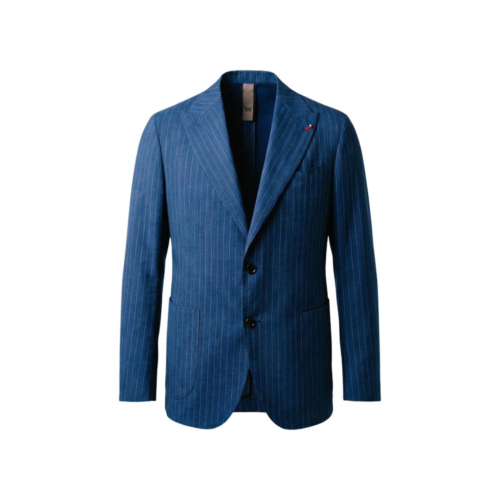 Mulish Blue Polyester Two-Piece Men's Suit