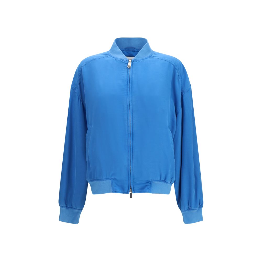 Versace Blue Silk Women's Bomber