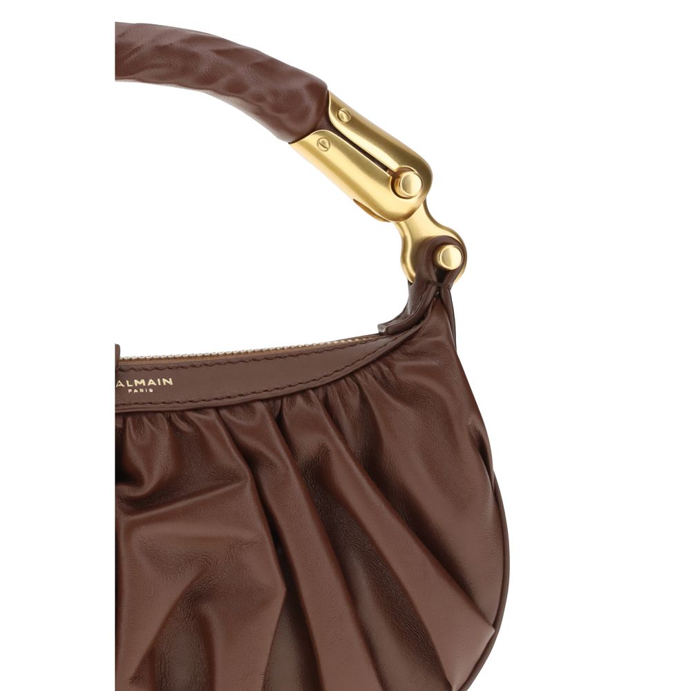 Balmain Brown Calf Leather Bos Taurus Shoulder Women's Bag