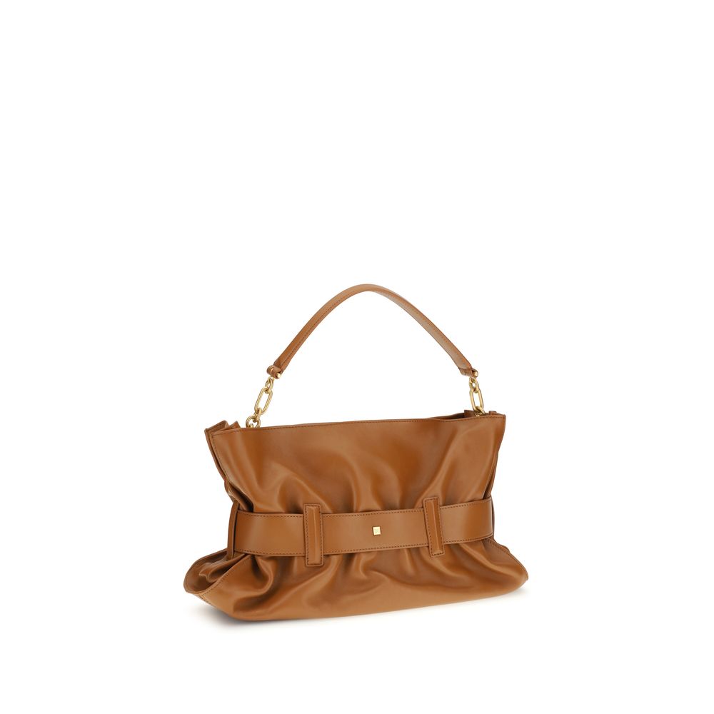 Balmain Brown Calf Leather Bos Taurus Shoulder Women's Bag