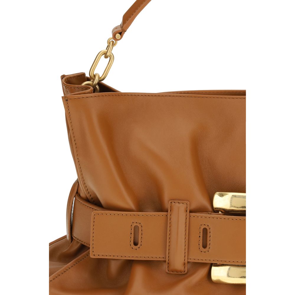 Balmain Brown Calf Leather Bos Taurus Shoulder Women's Bag