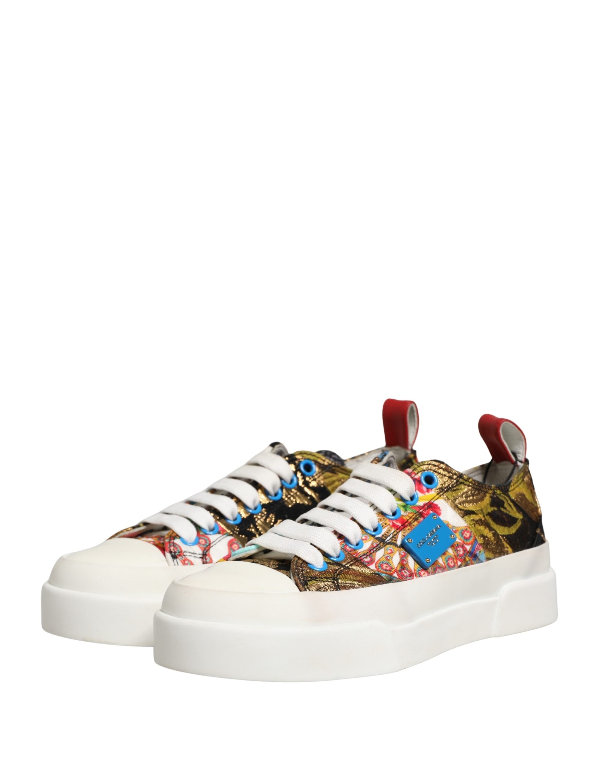Dolce & Gabbana Multicolor Patchwork Low Top Sneakers Women's Shoes