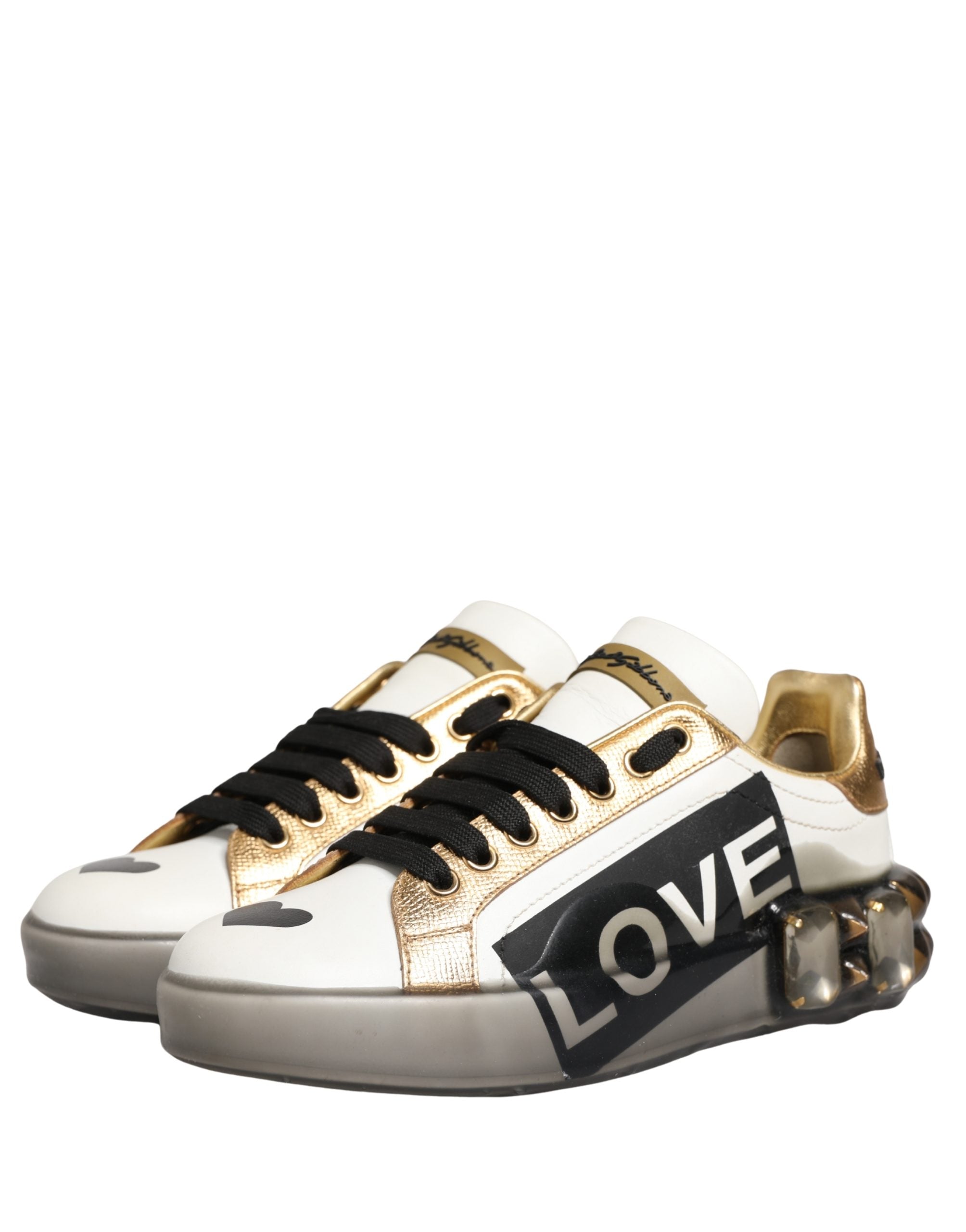 Dolce & Gabbana Multicolor Crystal StuddedLOVE Sneakers Women's Shoes