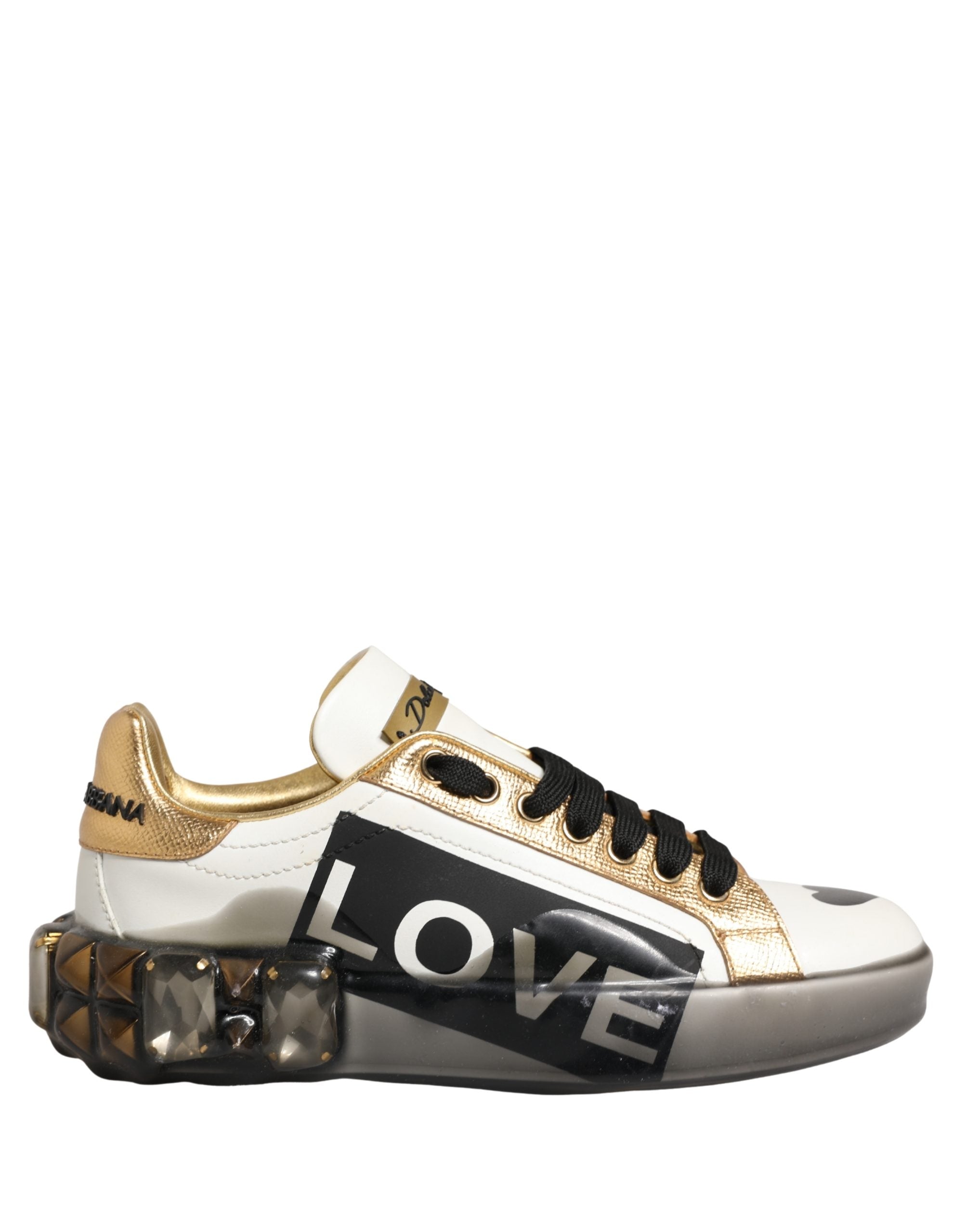 Dolce & Gabbana Multicolor Crystal StuddedLOVE Sneakers Women's Shoes