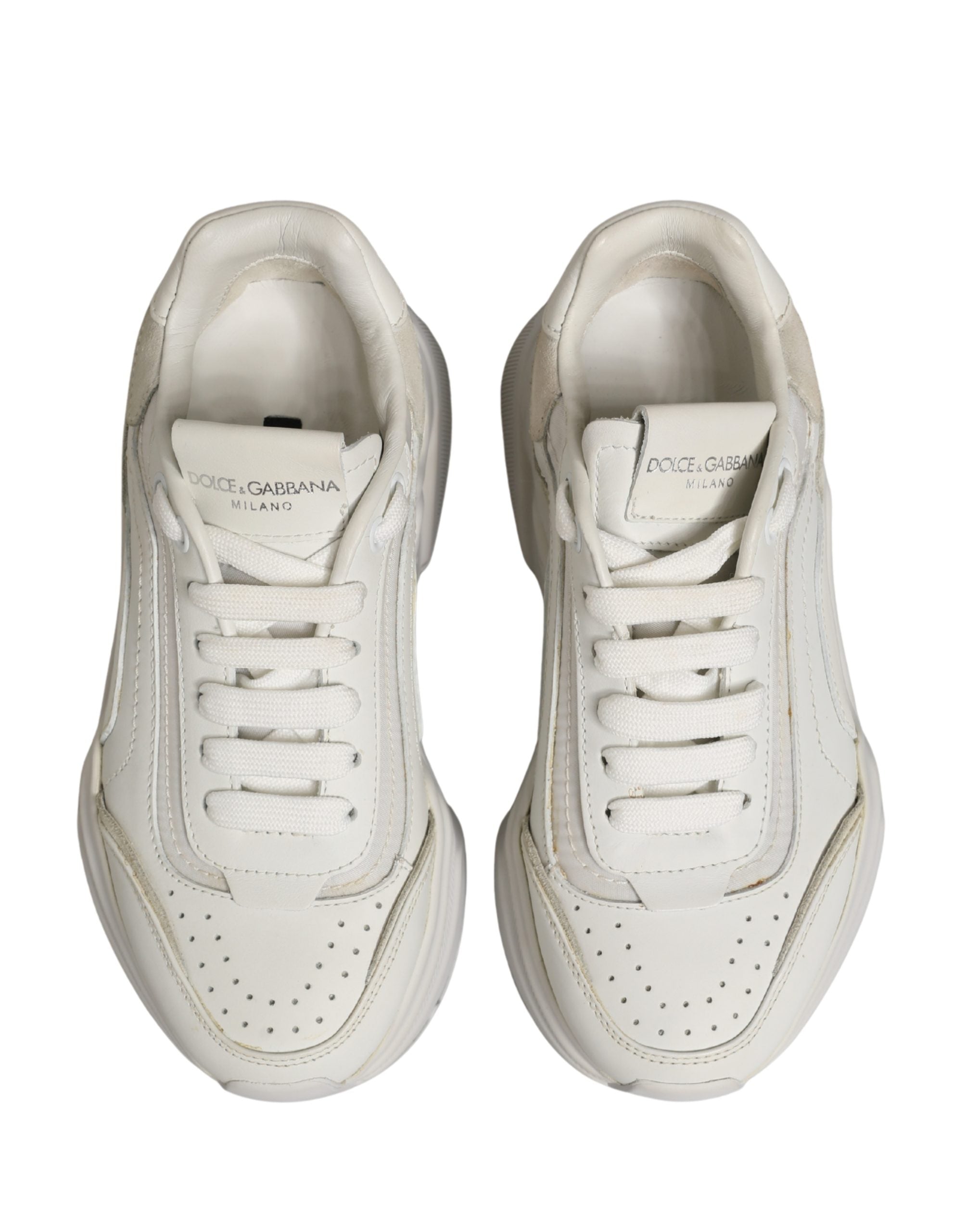 Dolce & Gabbana White Leather Daymaster Low Top Sneakers Men's Shoes