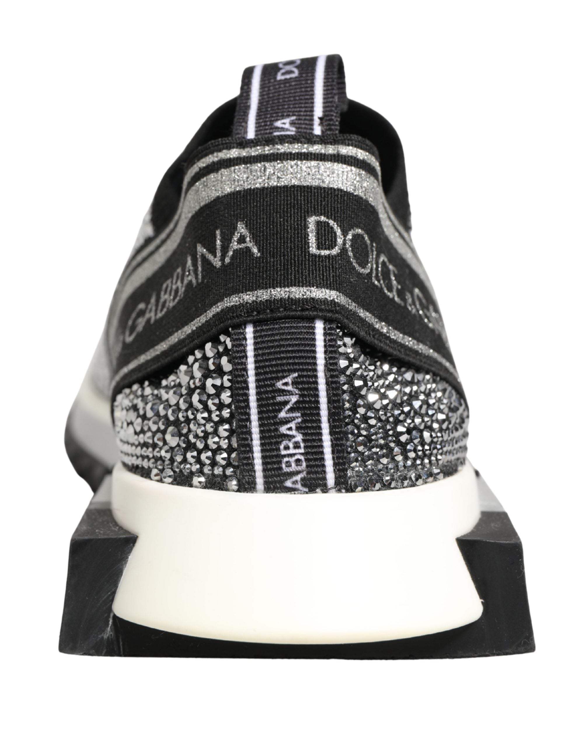 Dolce & Gabbana Silver Crystal Logo Slip On Sorrento Sneakers Women's Shoes (Pre-Owned)
