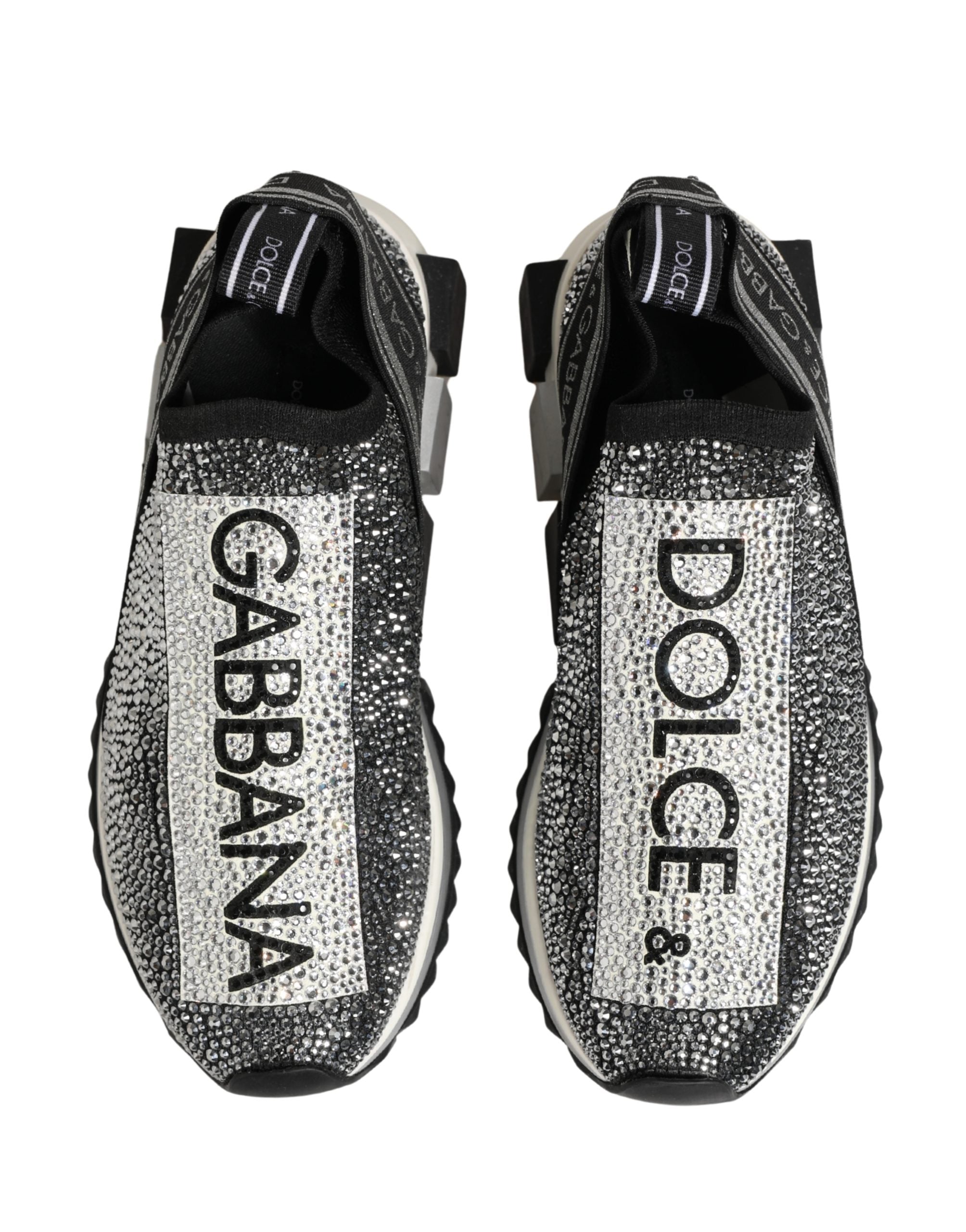 Dolce & Gabbana Silver Crystal Logo Slip On Sorrento Sneakers Women's Shoes (Pre-Owned)