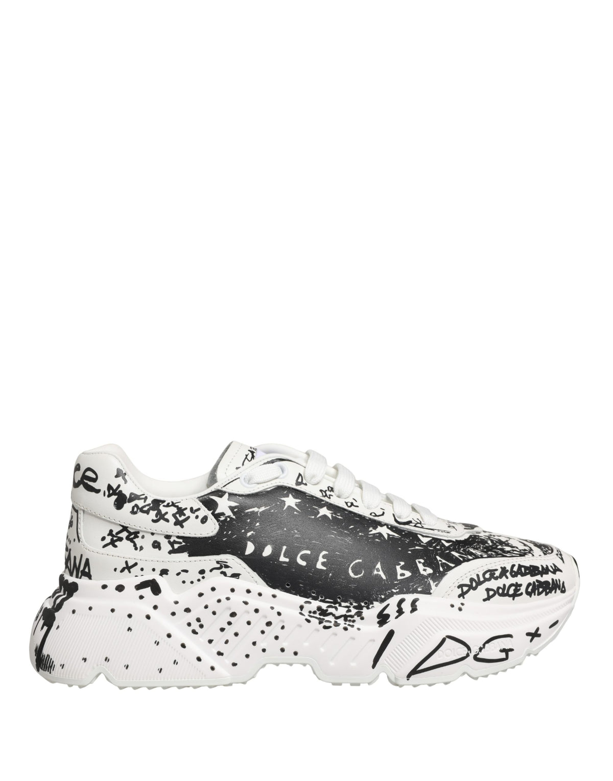 Dolce & Gabbana White Daymaster Graffiti Low Top Sneakers Women's Shoes