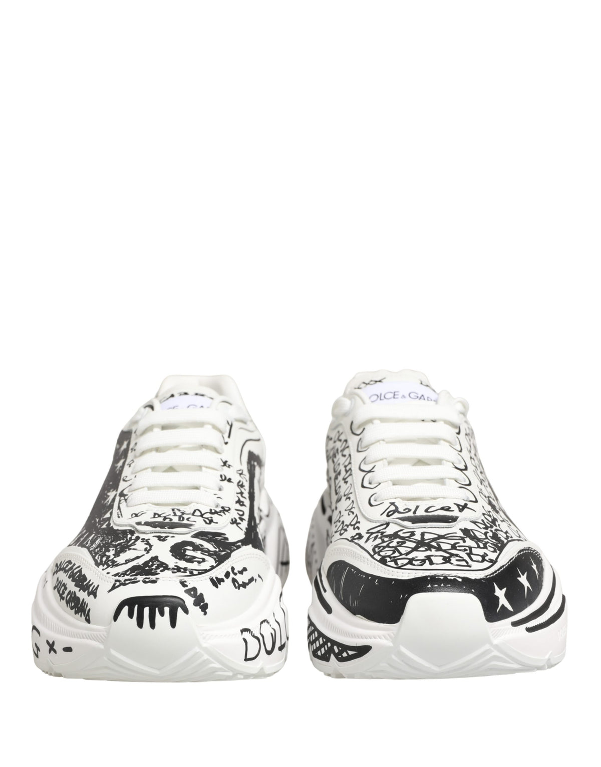 Dolce & Gabbana White Daymaster Graffiti Low Top Sneakers Women's Shoes