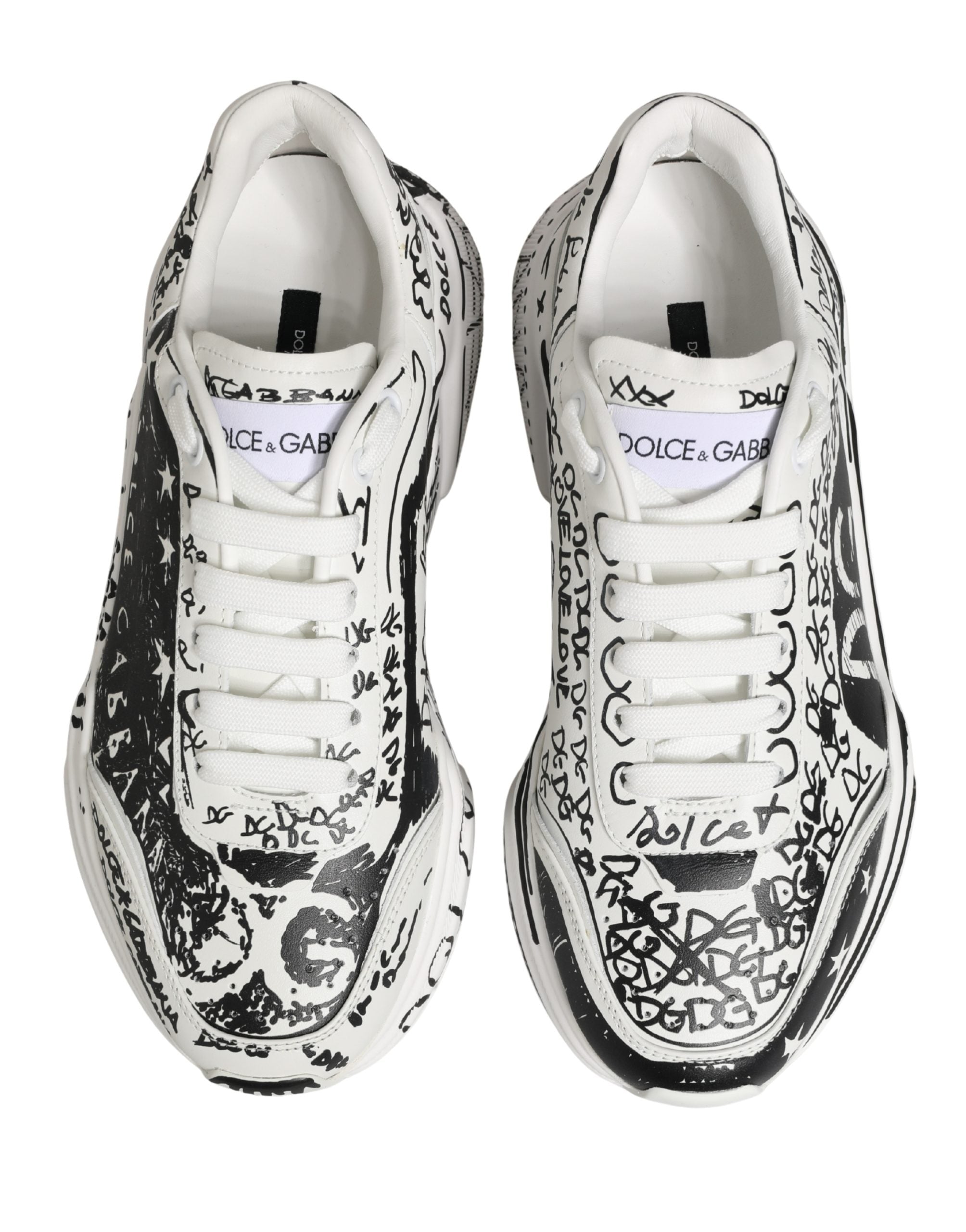 Dolce & Gabbana White Daymaster Graffiti Low Top Sneakers Women's Shoes