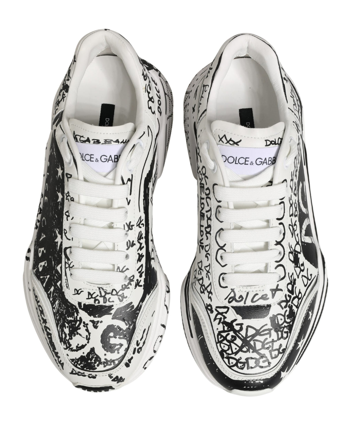 Dolce & Gabbana White Daymaster Graffiti Low Top Sneakers Women's Shoes