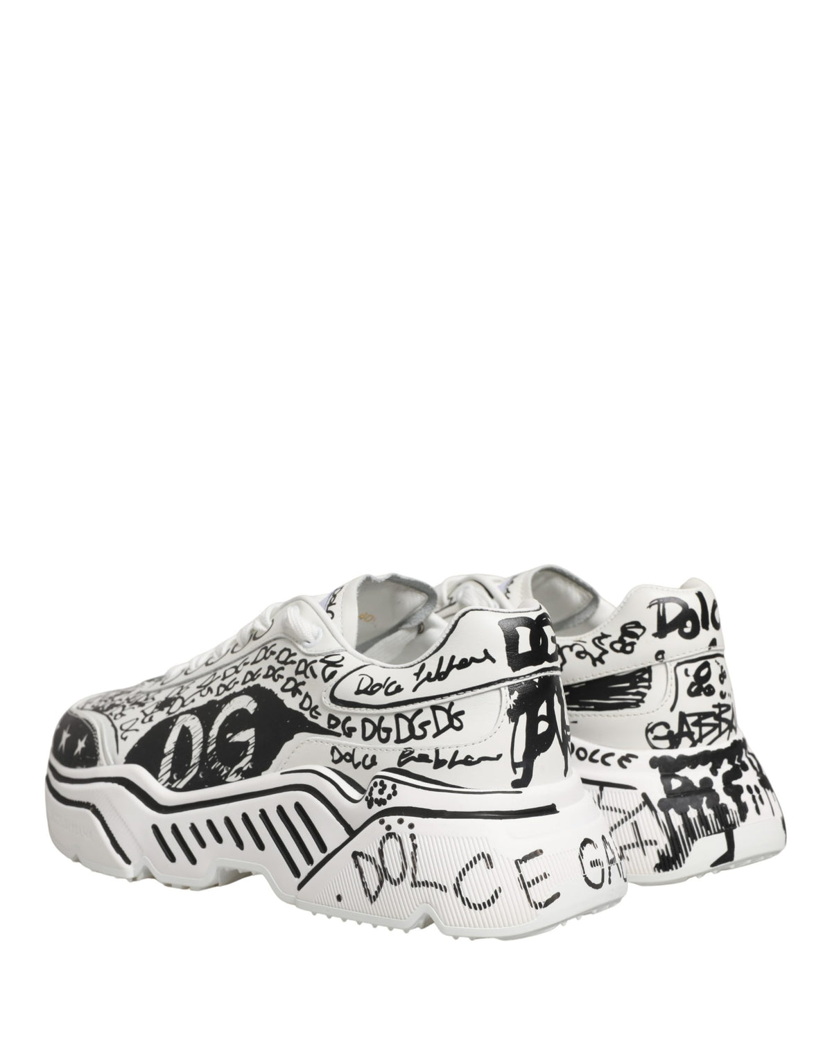Dolce & Gabbana White Daymaster Graffiti Low Top Sneakers Women's Shoes