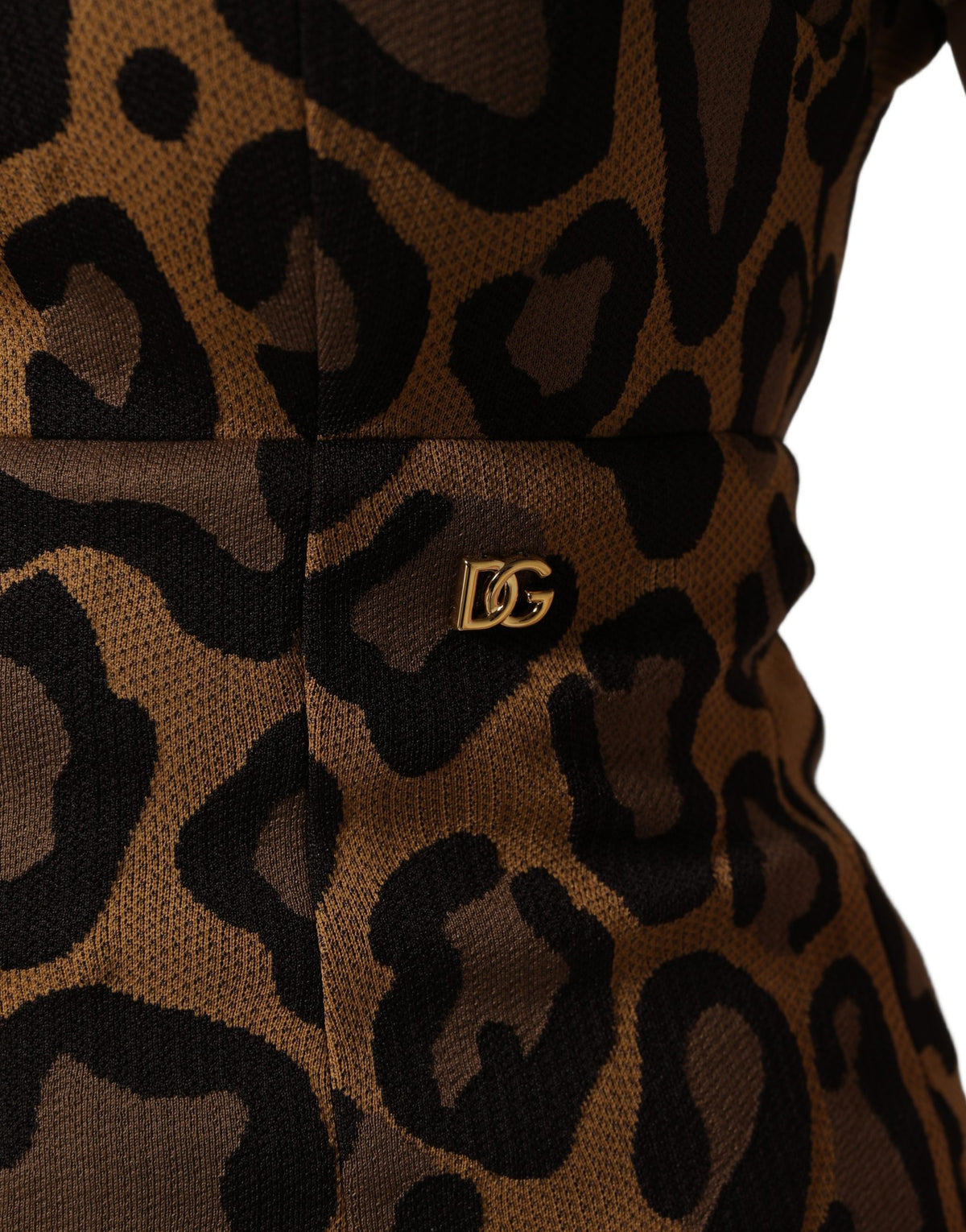 Dolce & Gabbana Brown Leopard Jacquard Knee Length Women's Dress