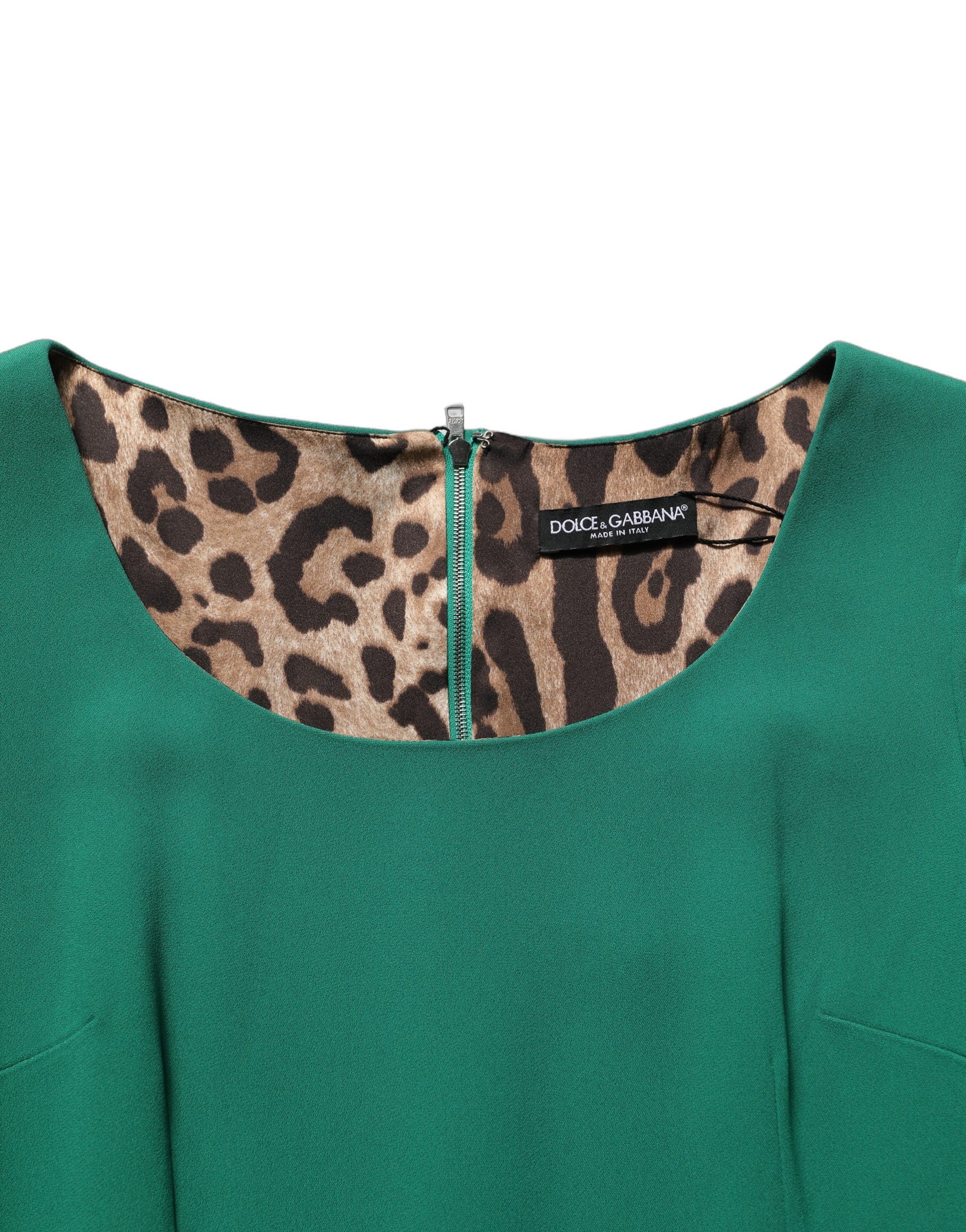 Dolce & Gabbana Green Short Sleeve Pencil Sheath Midi Women's Dress (Pre-Owned)