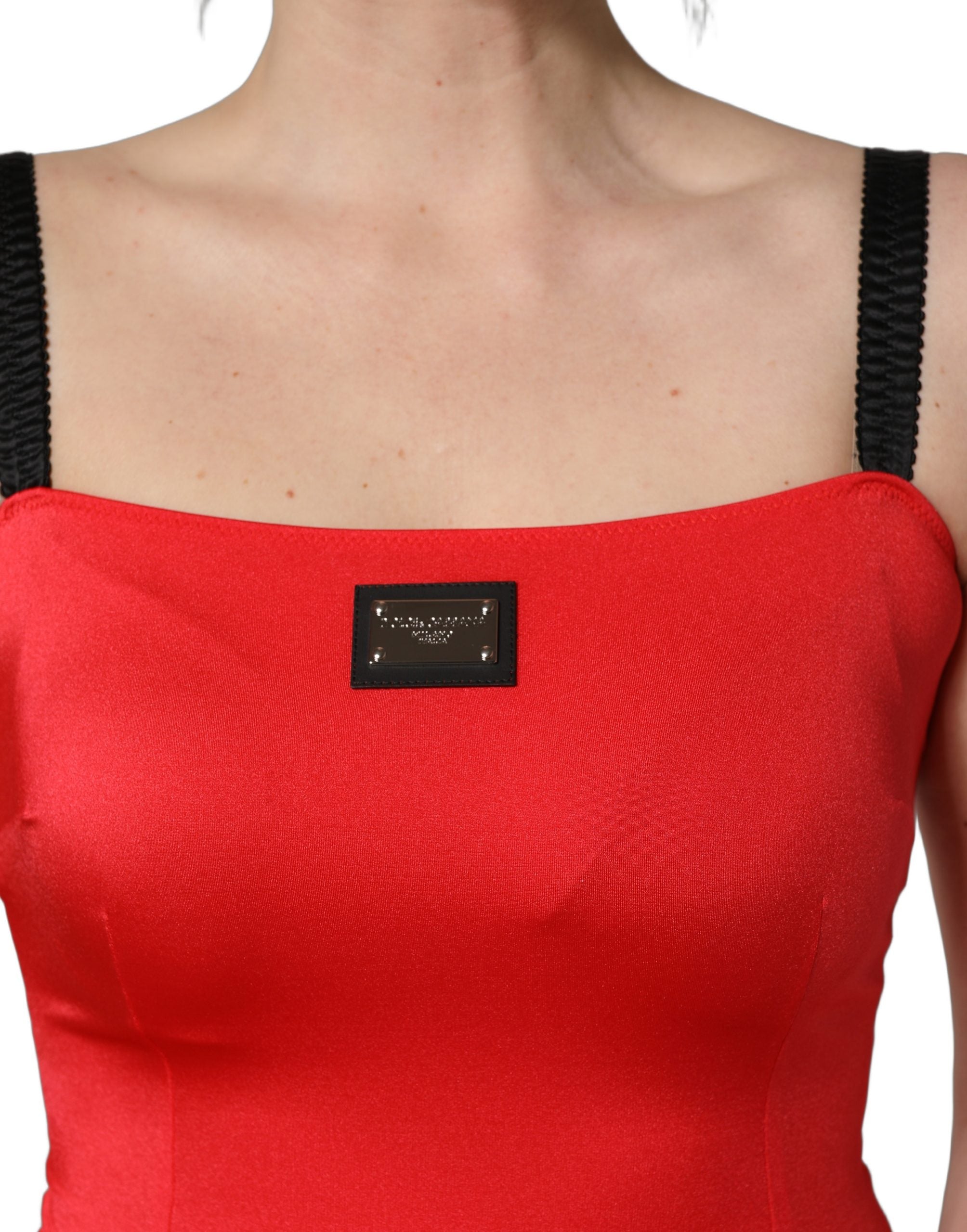 Dolce & Gabbana Red Nylon Blend Cady Sleeveless Mini Women's Dress