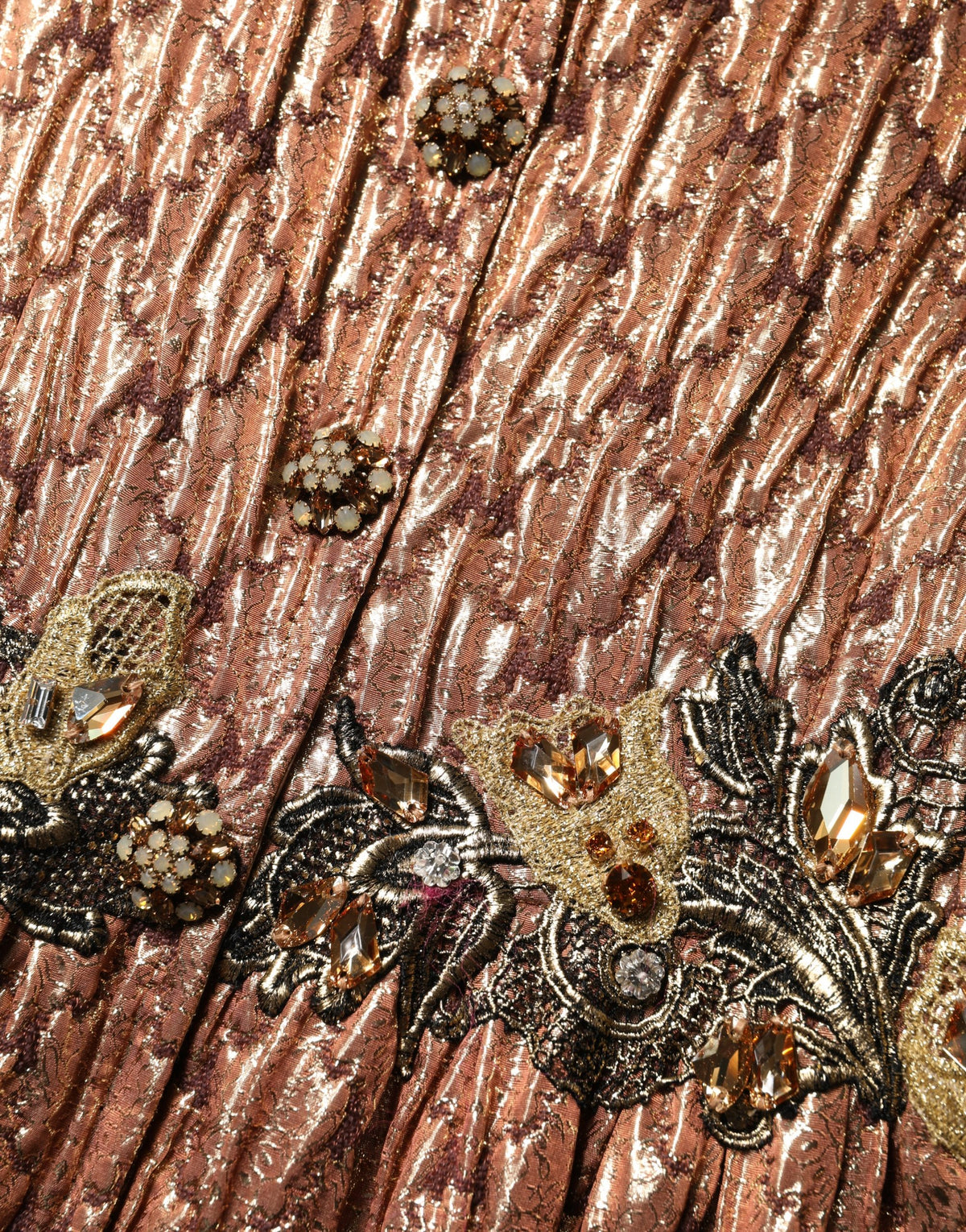 Dolce & Gabbana Brown Metallic Crystal Evening Gown Women's Dress