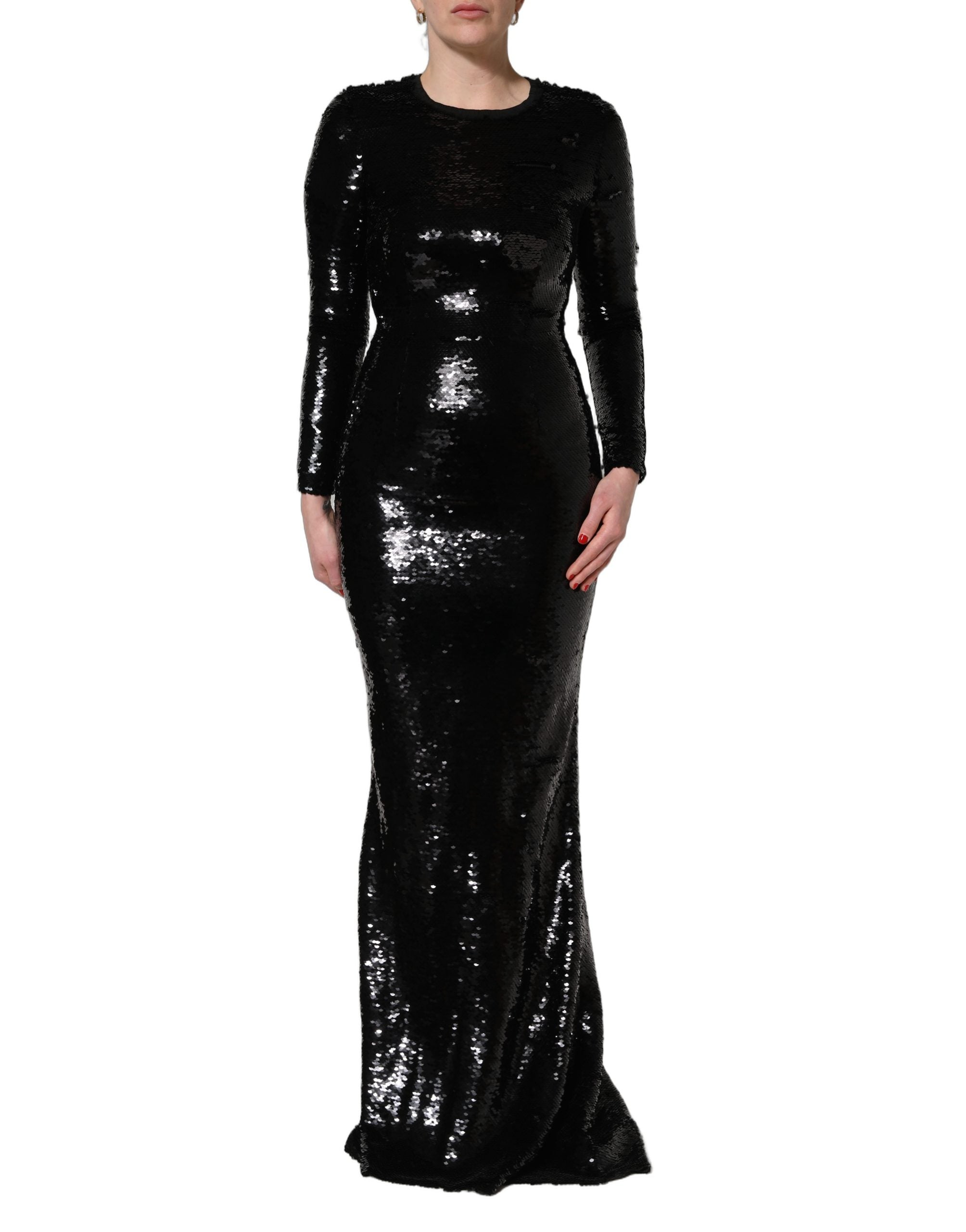 Dolce & Gabbana Black Bodycon Mermaid Sequinned Gown Women's Dress