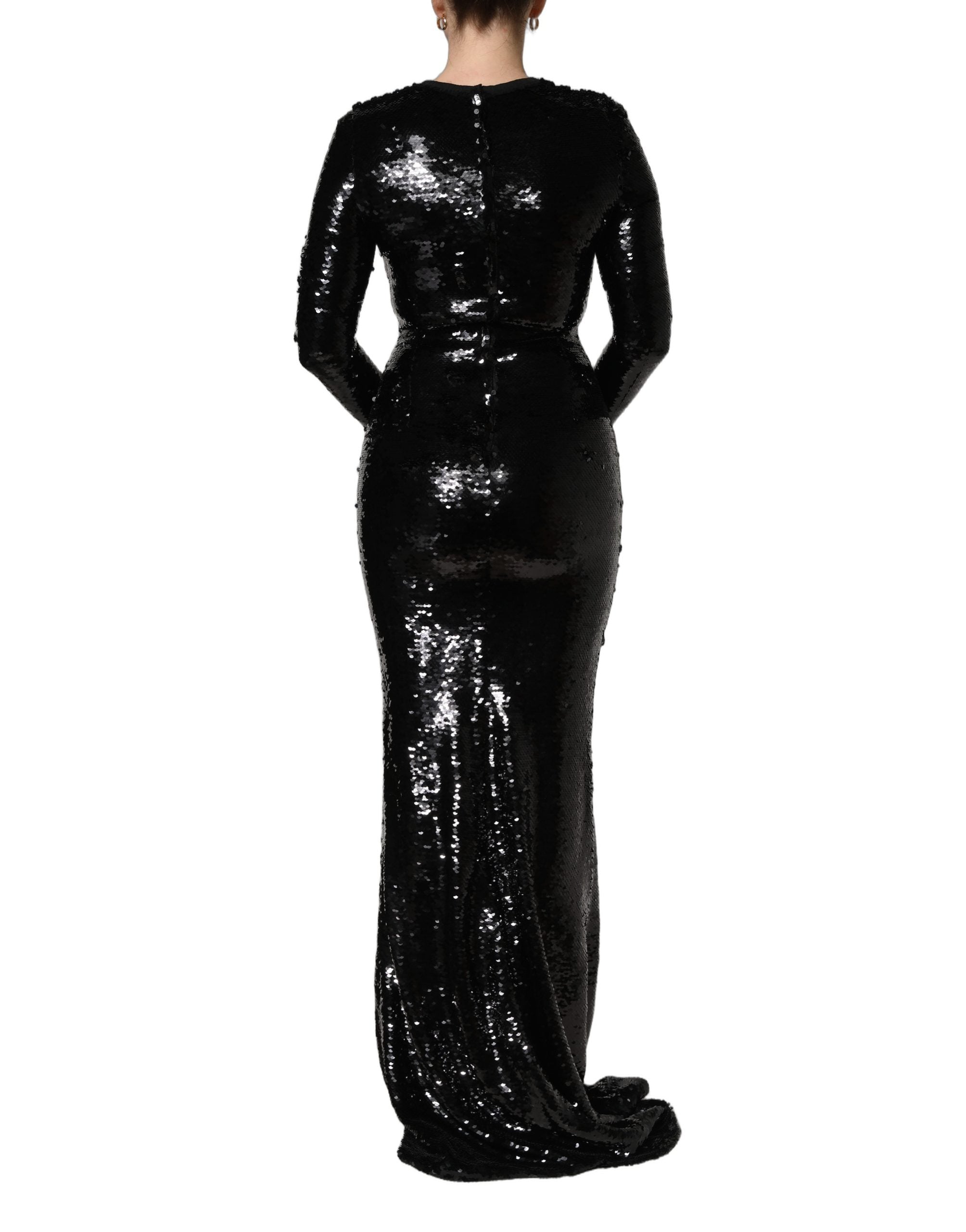 Dolce & Gabbana Black Bodycon Mermaid Sequinned Gown Women's Dress