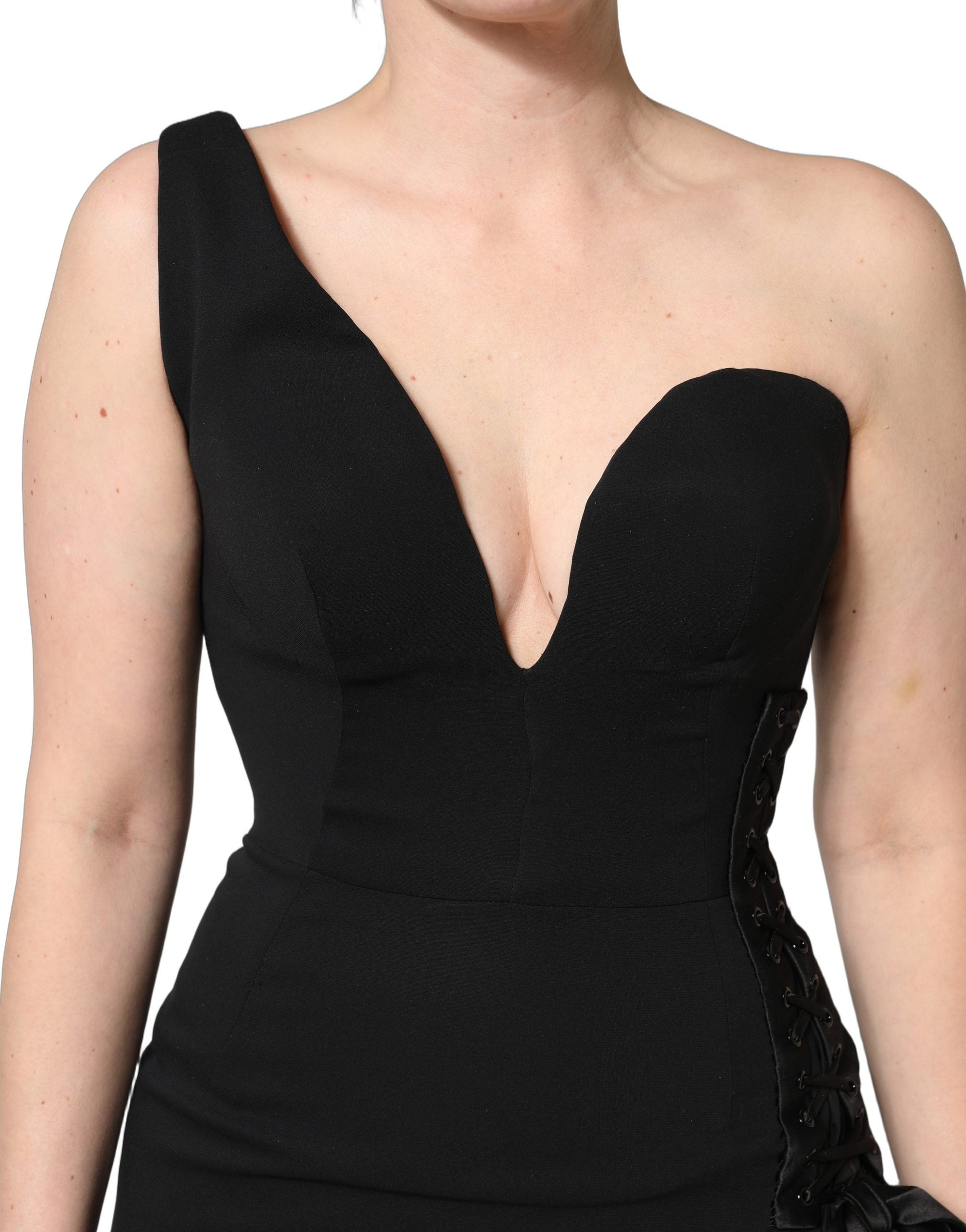 Dolce & Gabbana Black One Shoulder Neckline Long Gown Women's Dress (Pre-Owned)