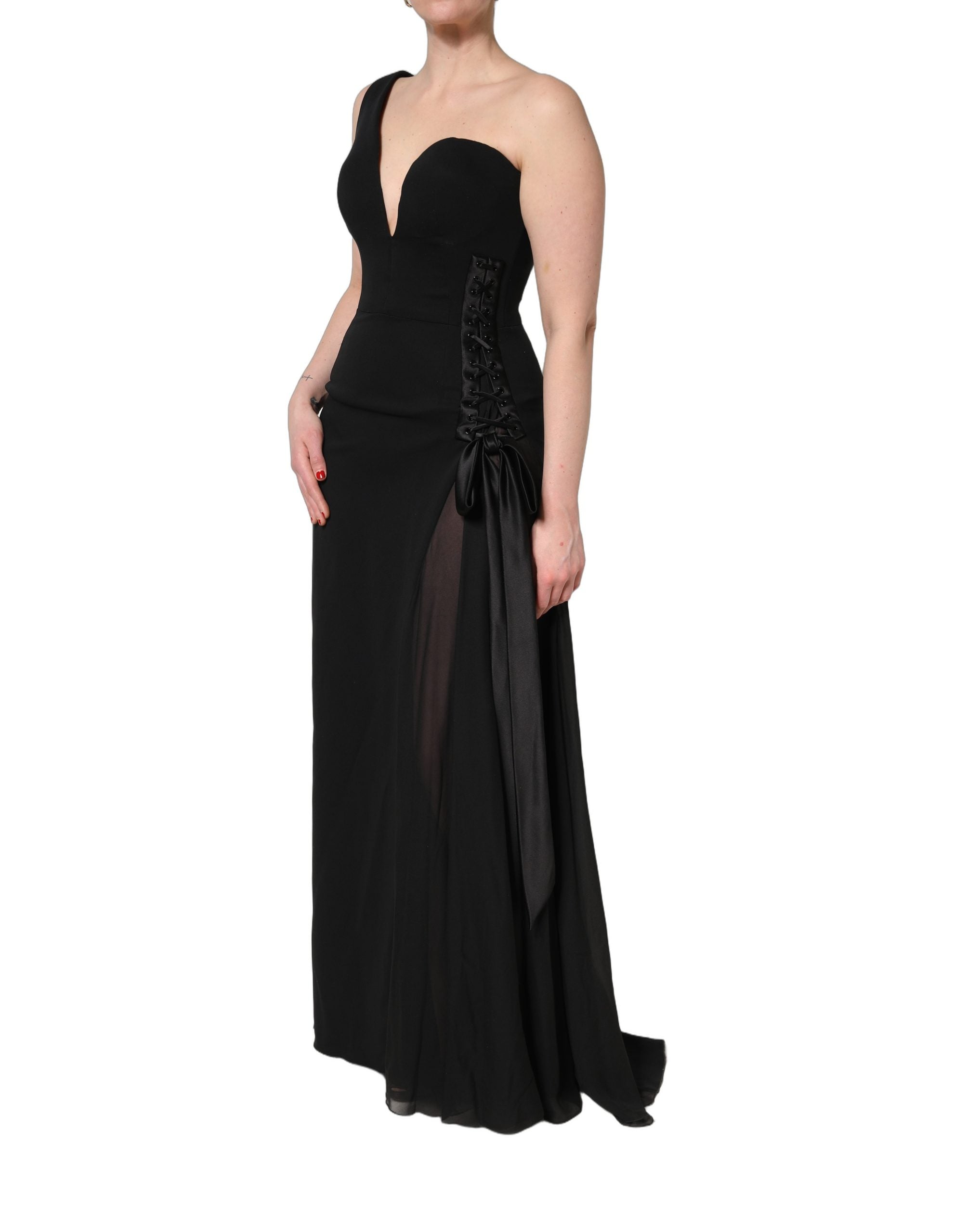 Dolce & Gabbana Black One Shoulder Neckline Long Gown Women's Dress (Pre-Owned)