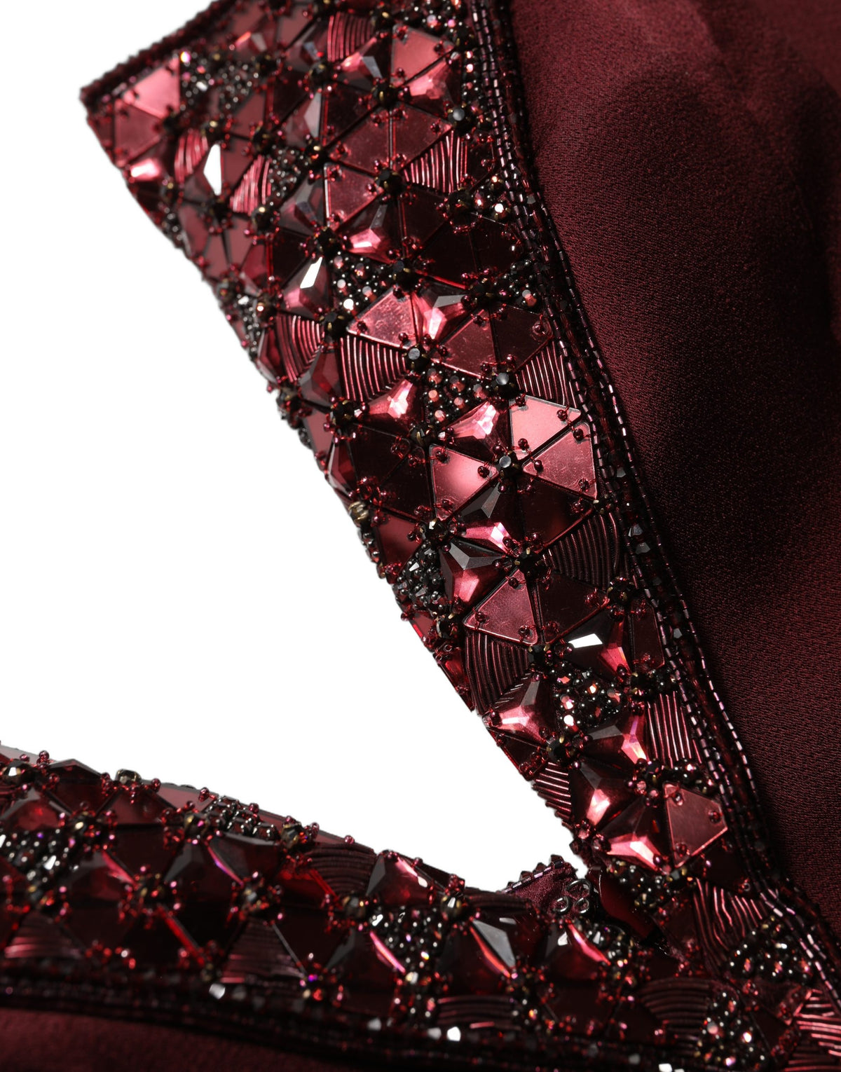 Dolce & Gabbana Maroon Embellished Vneck Evening Gown Women's Dress