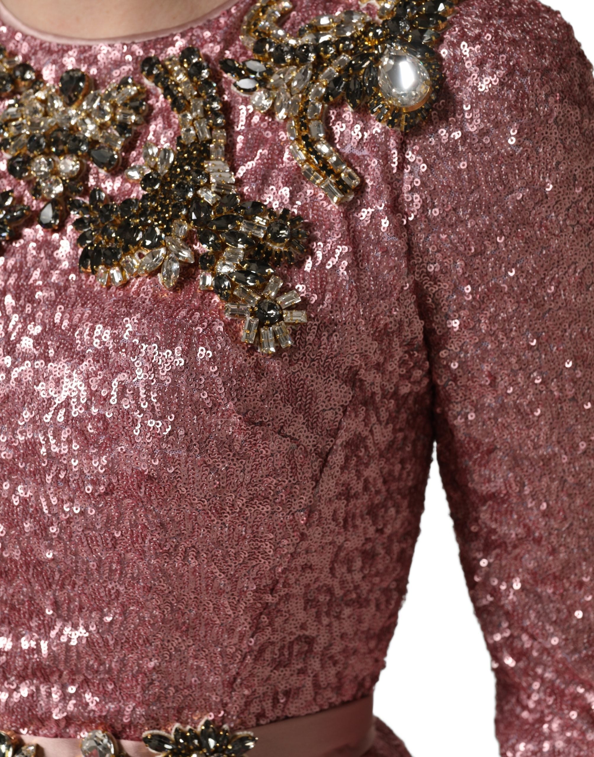 Dolce & Gabbana Pink Embellished Sequined Evening Gown Women's Dress (Pre-Owned)
