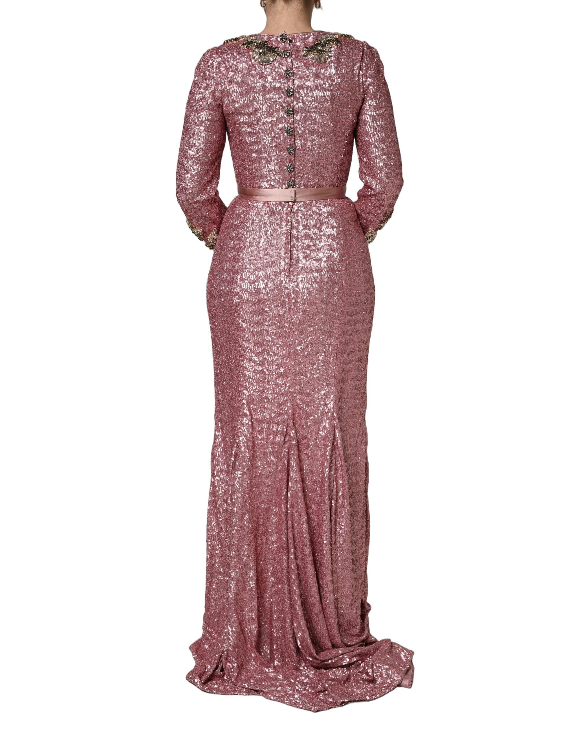 Dolce & Gabbana Pink Embellished Sequined Evening Gown Women's Dress (Pre-Owned)