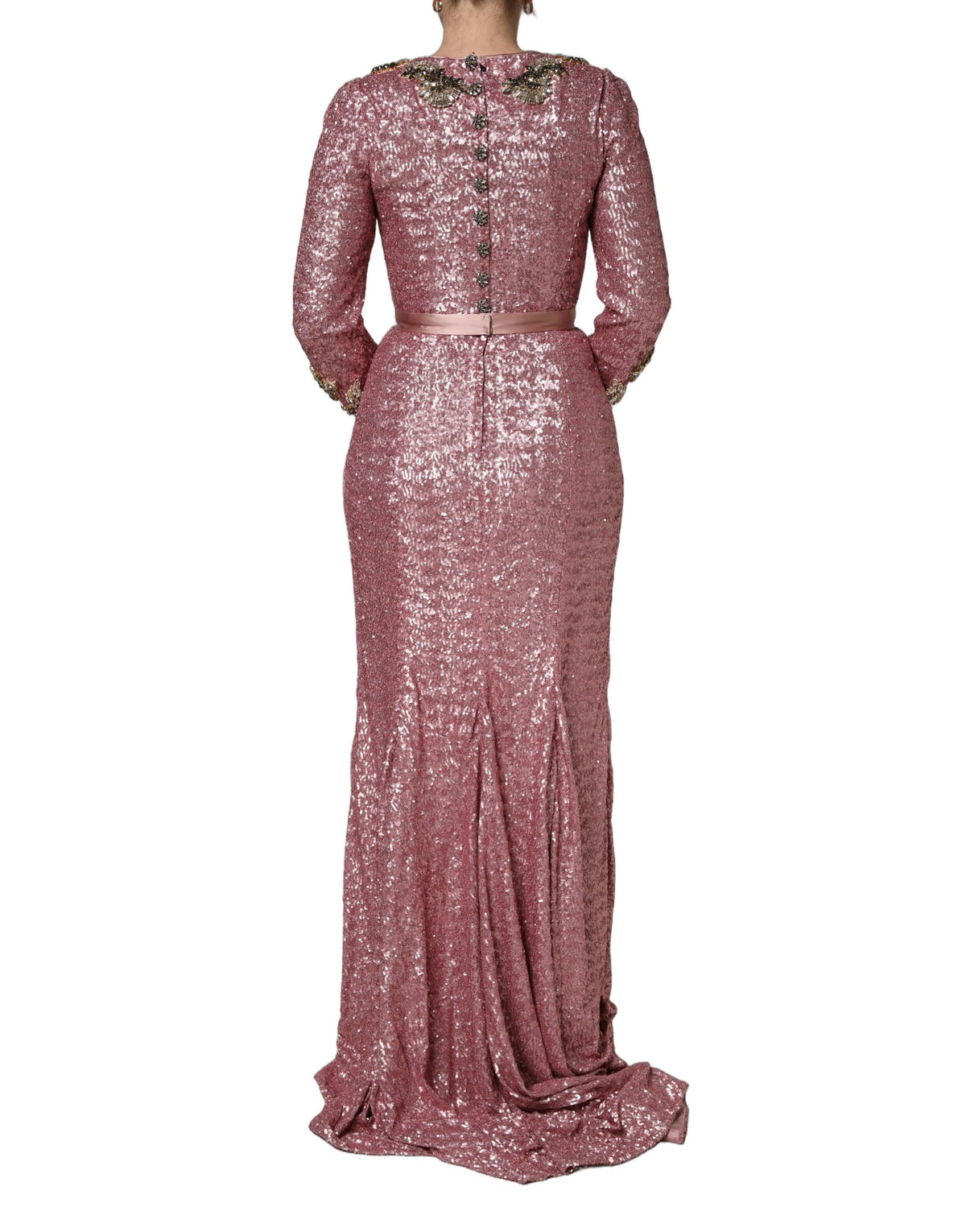 Dolce & Gabbana Pink Embellished Sequined Evening Gown Women's Dress (Pre-Owned)