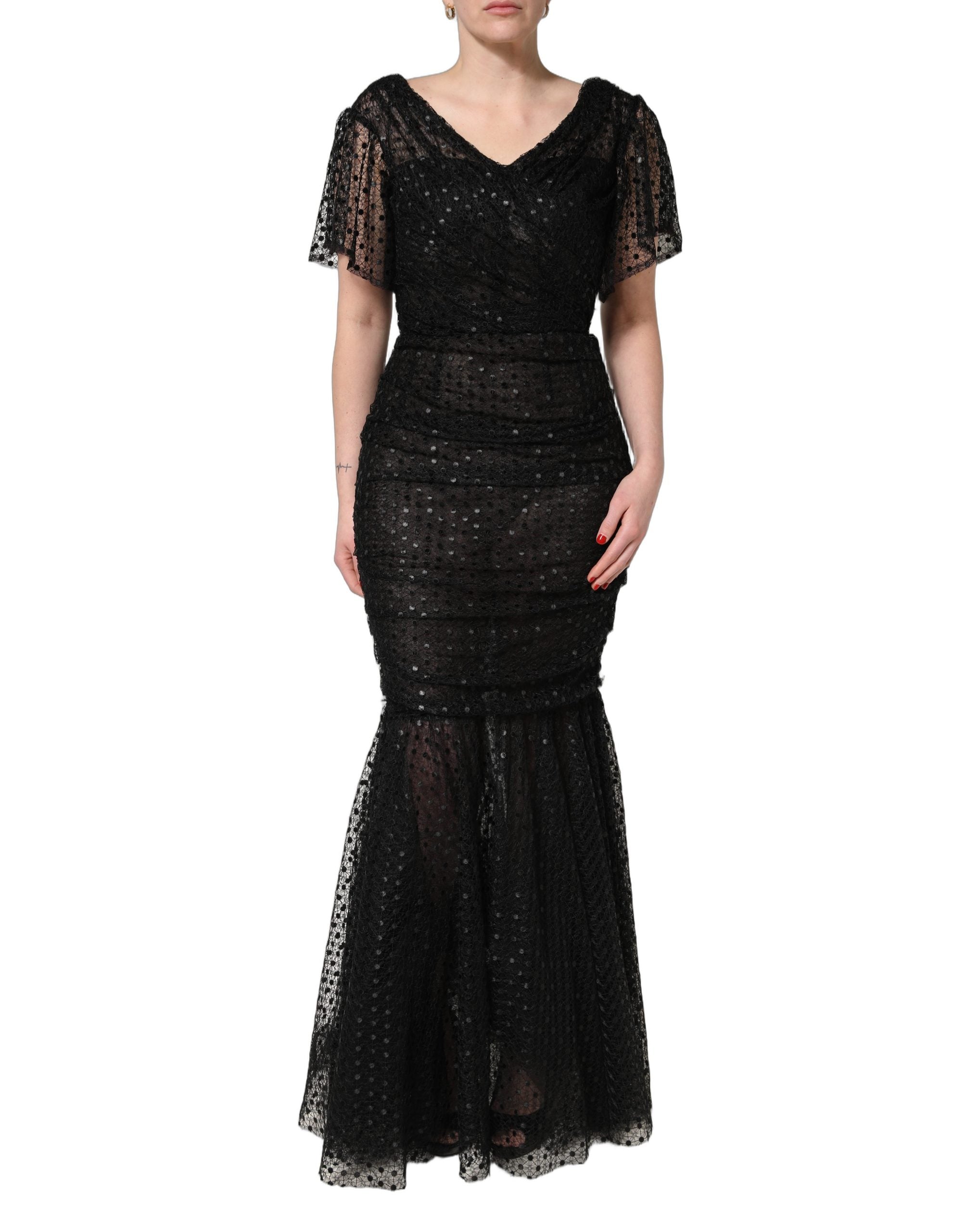 Dolce & Gabbana Black Sequinned Mermaid Evening Gown Women's Dress