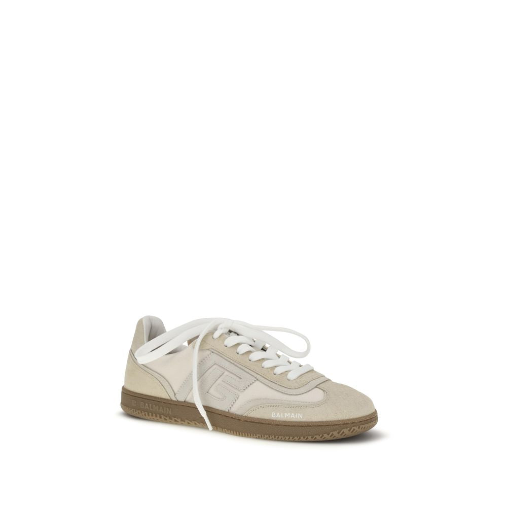 Balmain Beige Suede Leather Athletic Men's Sneakers