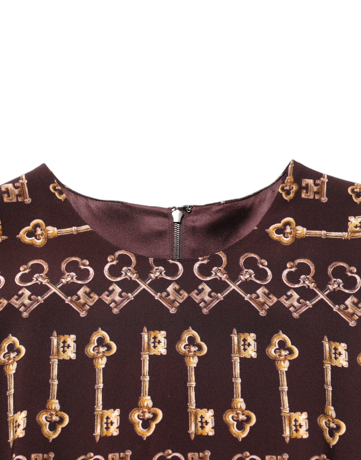 Dolce & Gabbana Brown Keys Fitted Sheath Knee Length Women's Dress