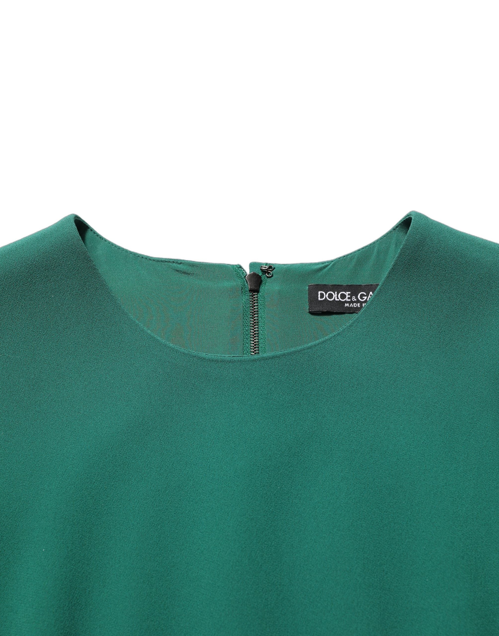 Dolce & Gabbana Green Viscose Long Sleeves A-line Mini Women's Dress