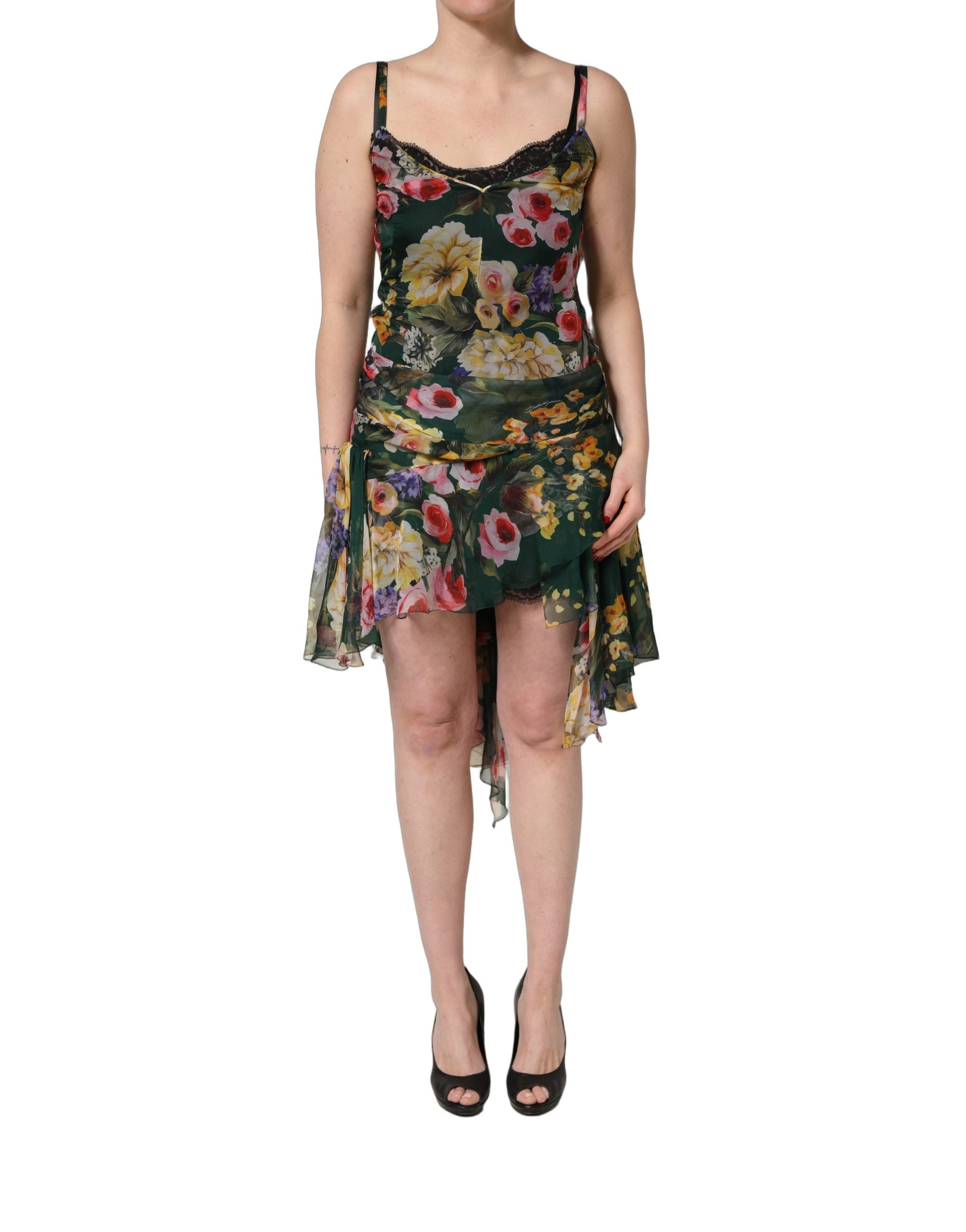 Dolce & Gabbana Multicolor Floral Print Sleeveless Mini Women's Dress