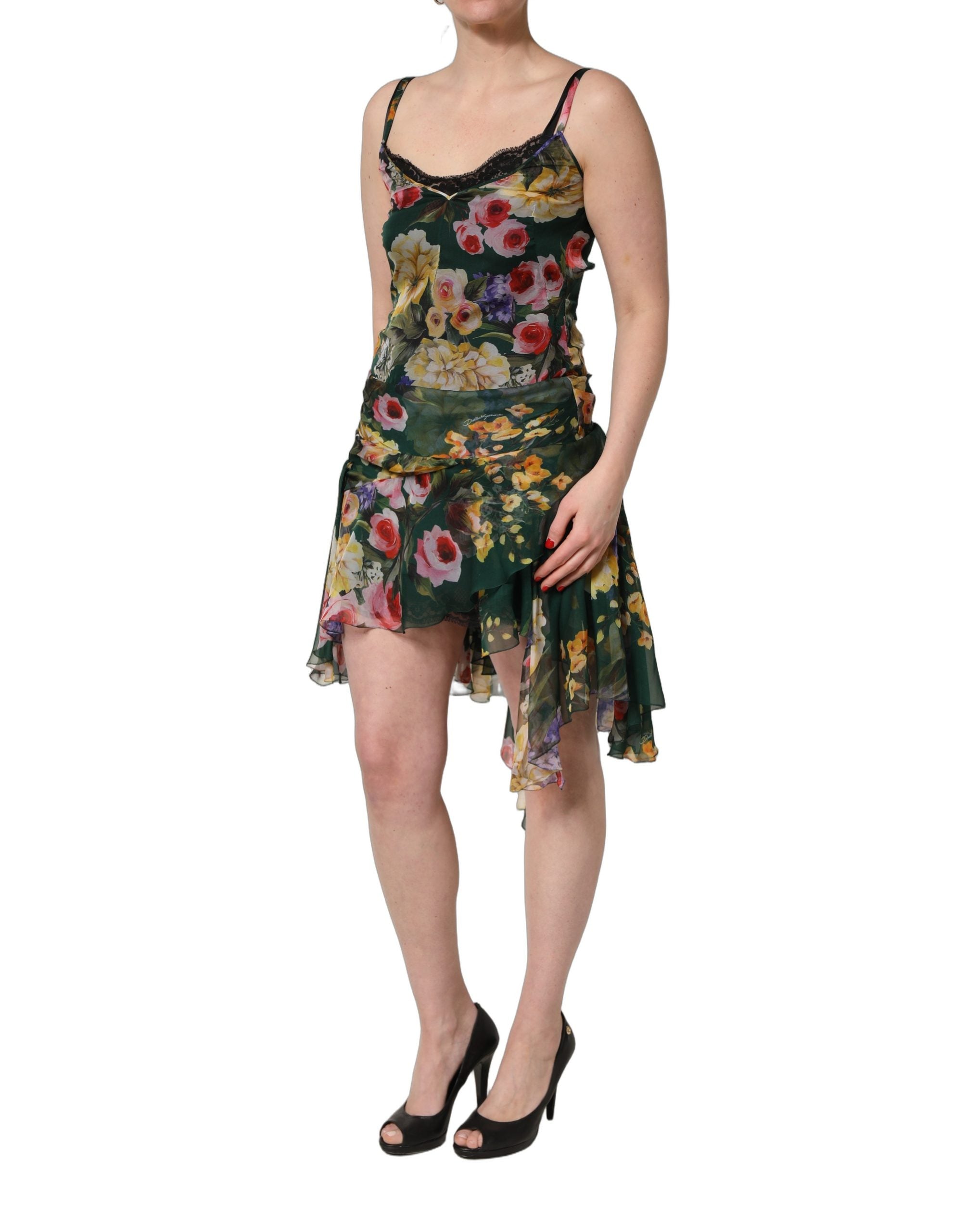 Dolce & Gabbana Multicolor Floral Print Sleeveless Mini Women's Dress