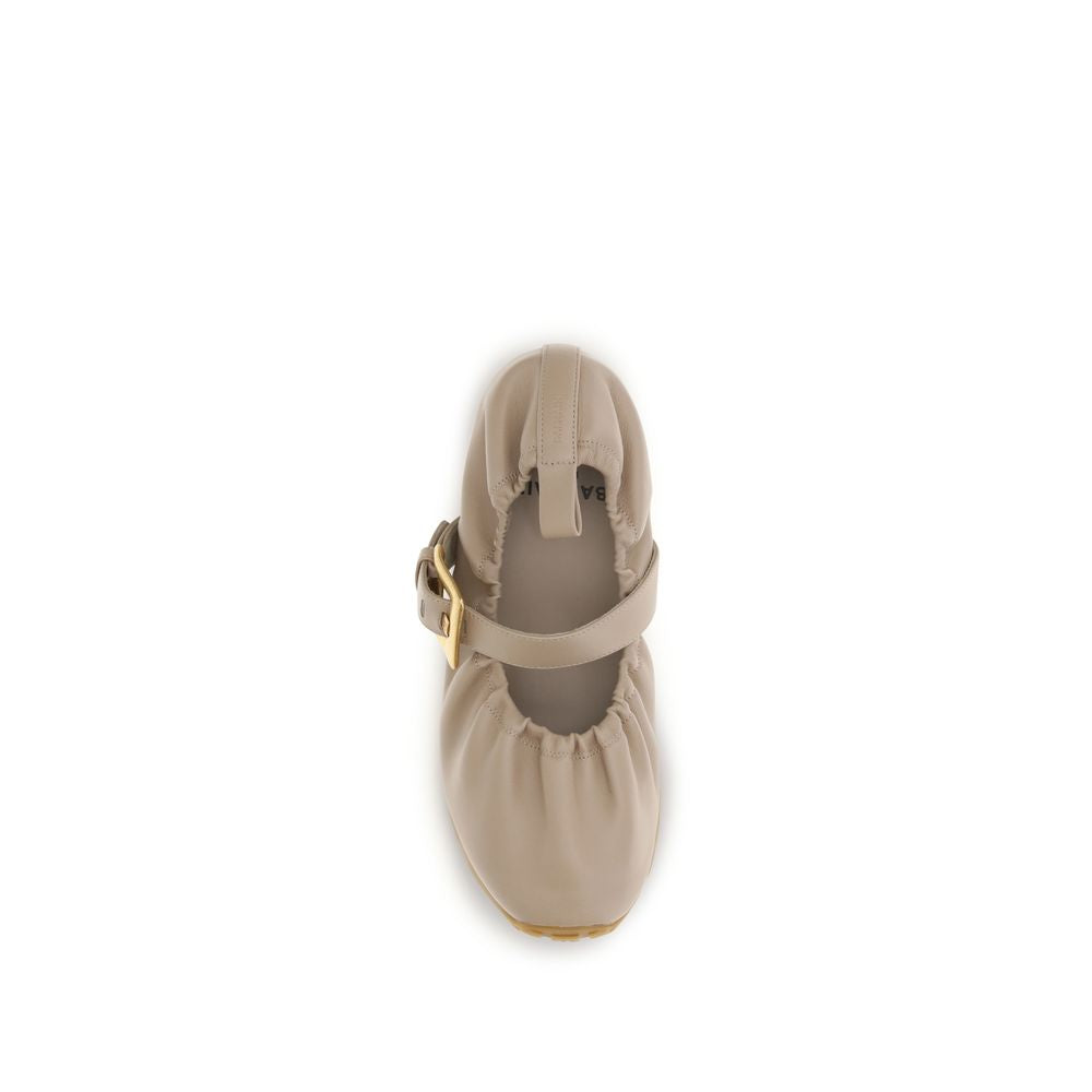 Balmain Beige Lamb Ovis Aries Ballet Women's Flats