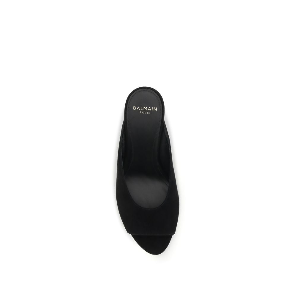 Balmain Black Calf Leather Bos Taurus Women's Mules