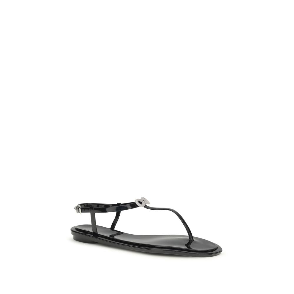 MACH & MACH Black Rubber Flat Women's Sandals