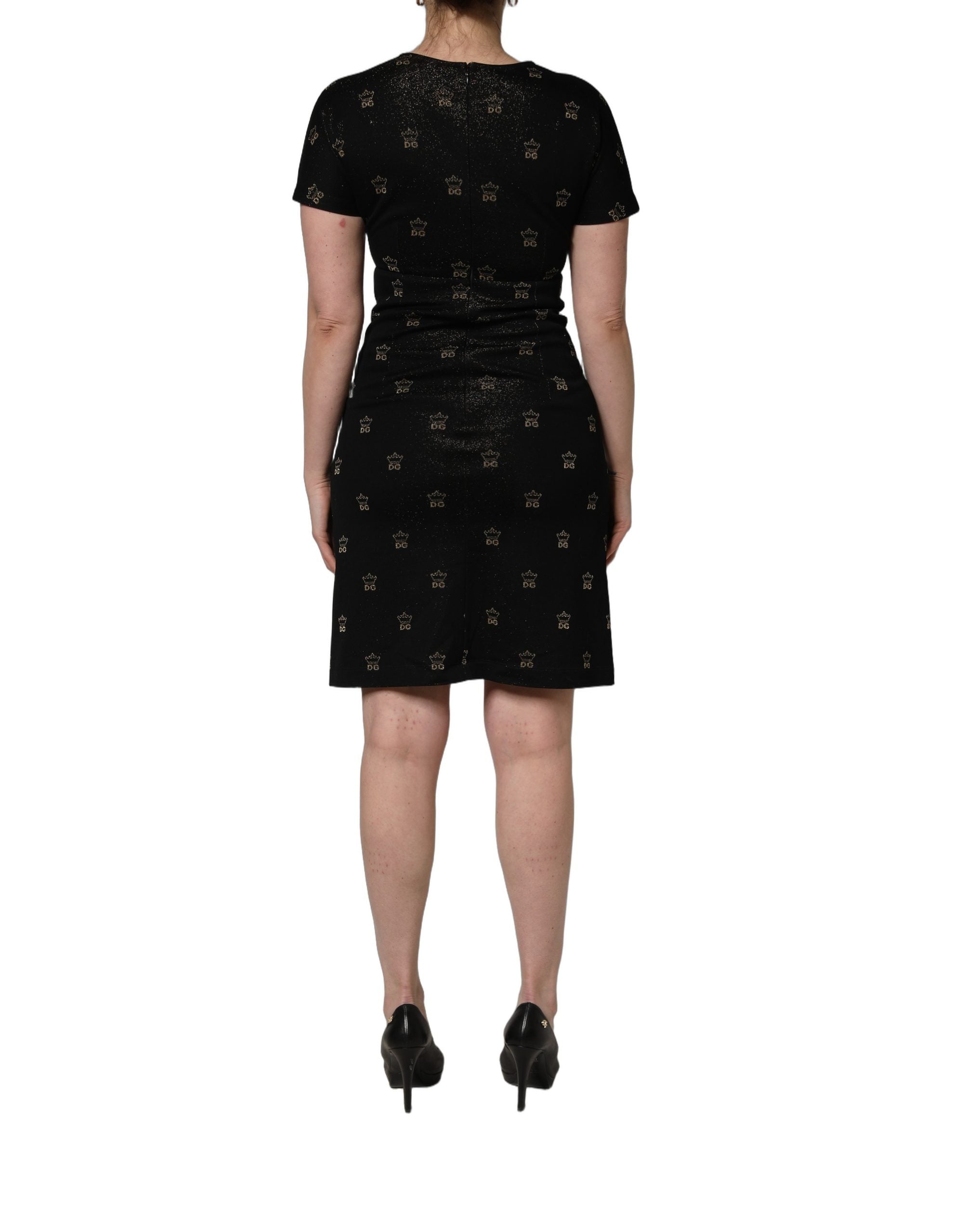 Dolce & Gabbana Black DG Crown Short-Sleeve Sheath Women's Dress