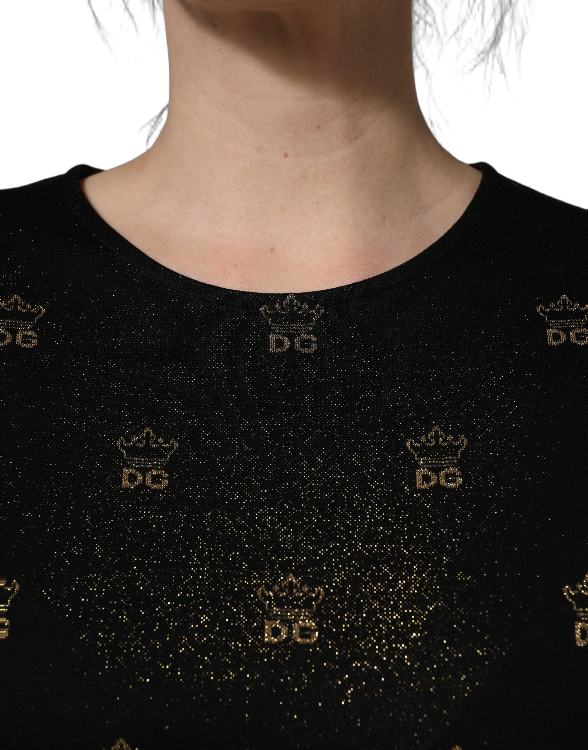 Dolce & Gabbana Black DG Crown Short-Sleeve Sheath Women's Dress