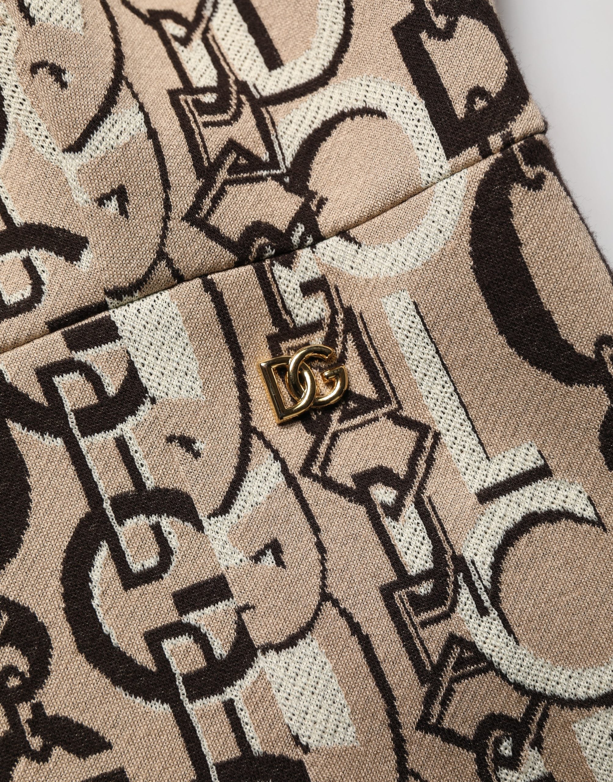 Dolce & Gabbana Brown DG Logo Chain Short-Sleeve Sheath Women's Dress