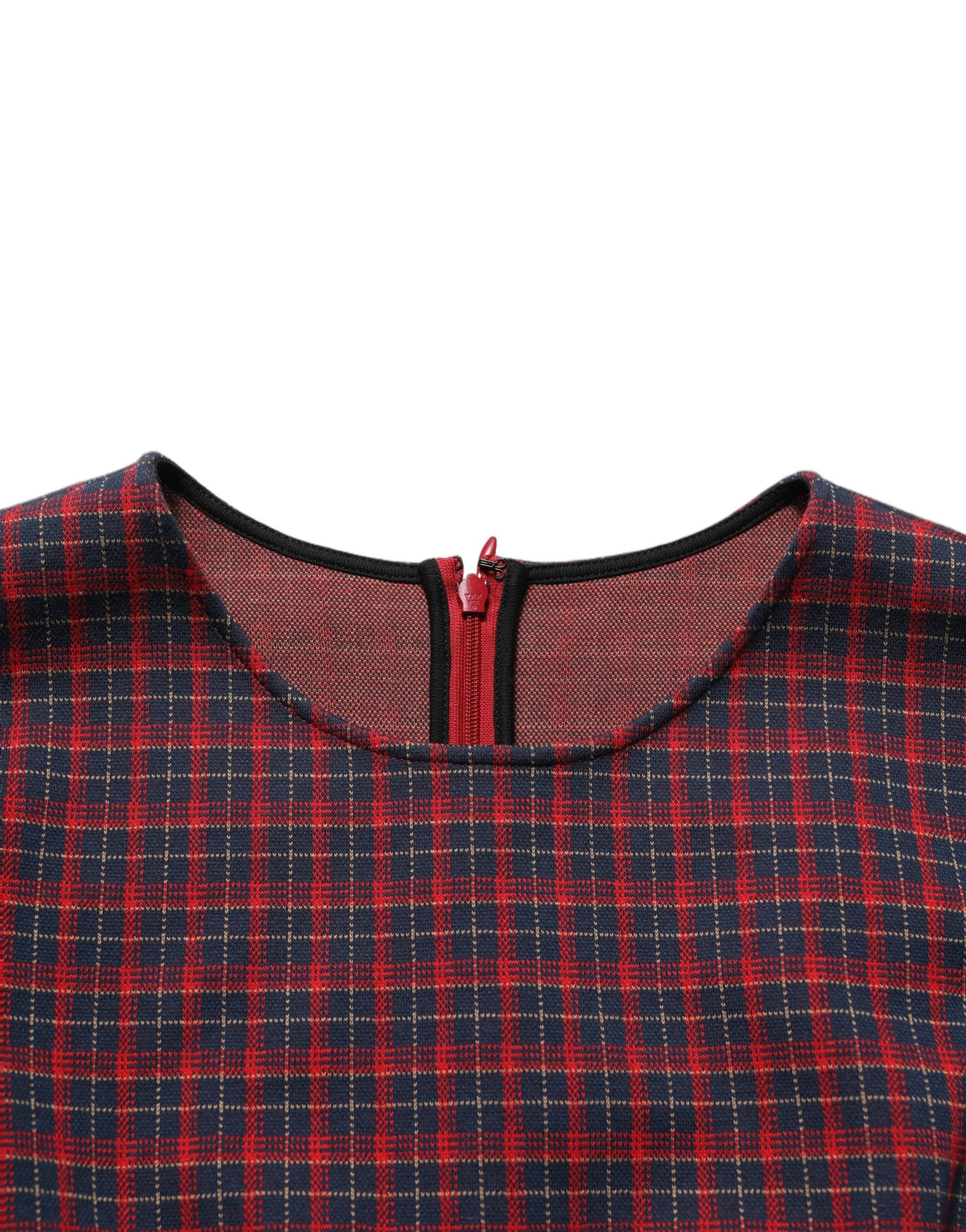 Dolce & Gabbana Red Black Checkered ShortSleeve Sheath Women's Dress