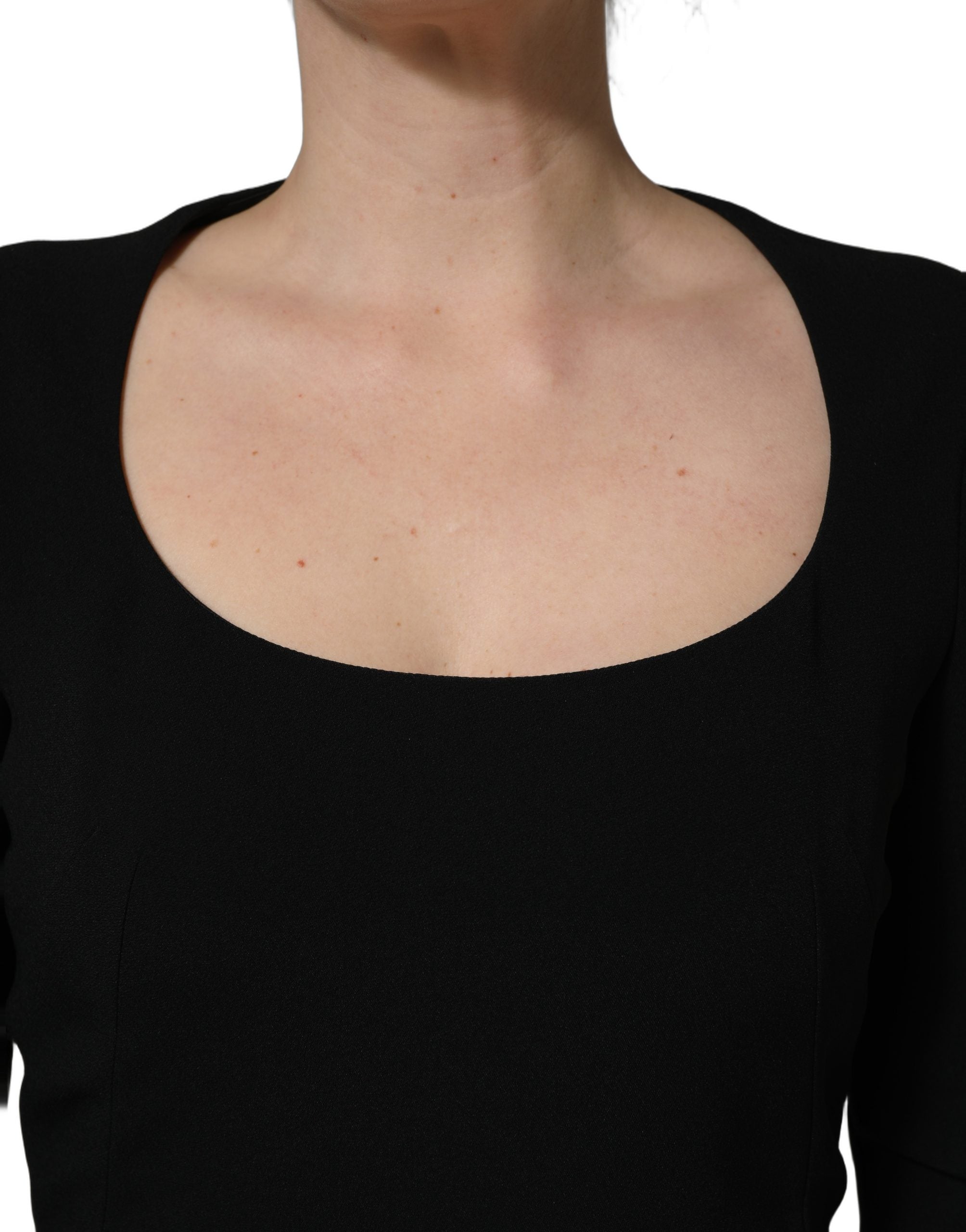 Roberto Cavalli Black Long Sleeves Scoop Neck Mini Women's Dress