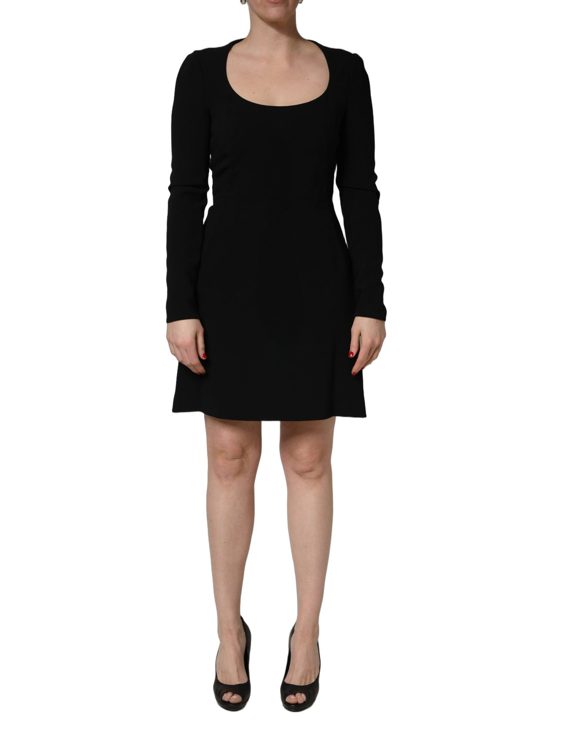 Roberto Cavalli Black Long Sleeves Scoop Neck Mini Women's Dress